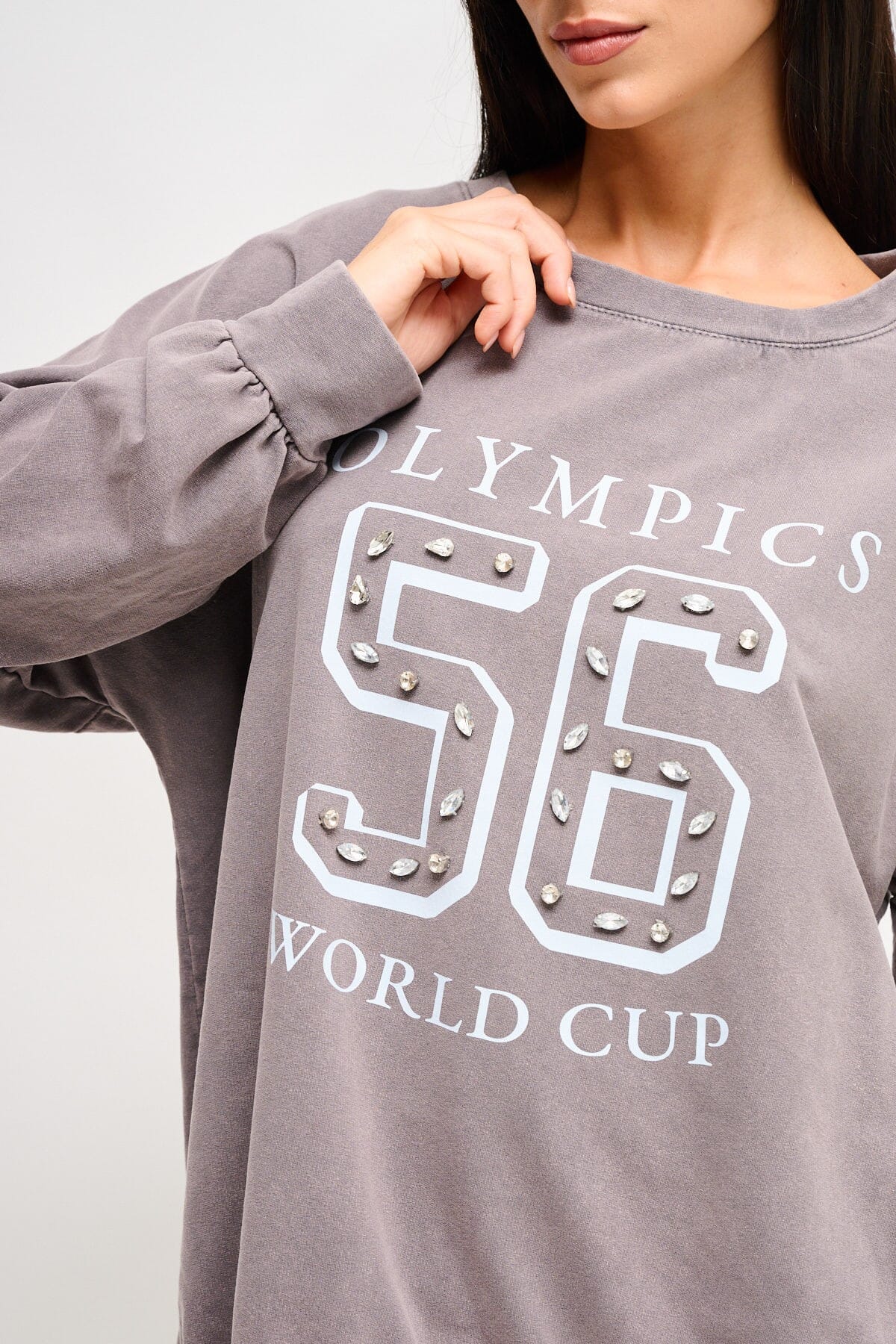 Felpa In Cotone Con Stampa E Strass Maryley