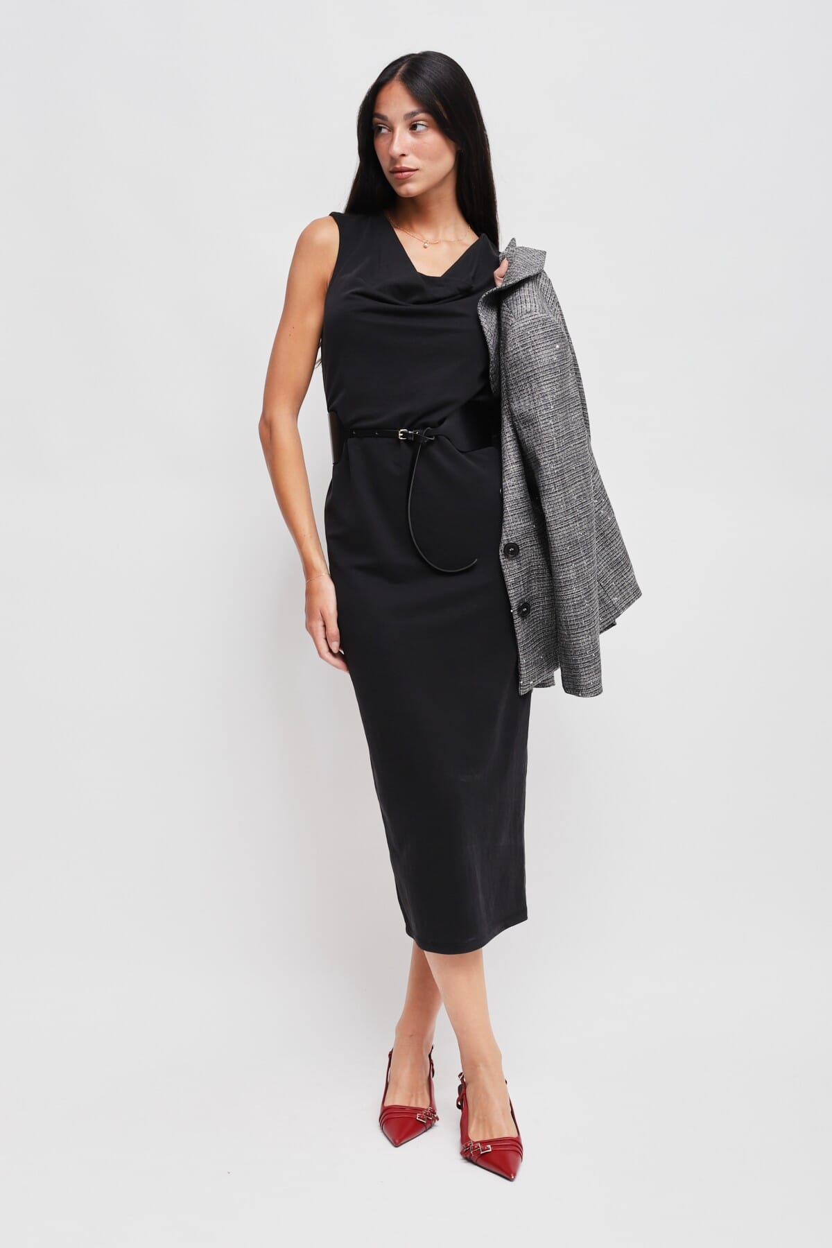 Abito A Tubino Con Scollo Drappeggiato E Cintura Maryley