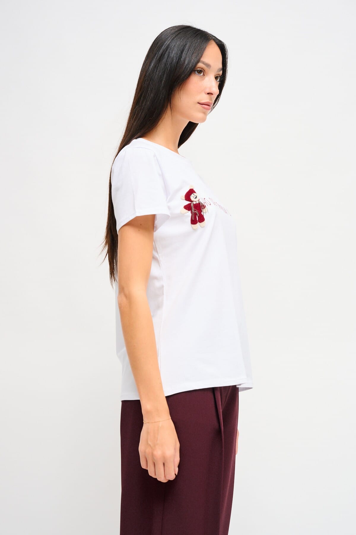 T-Shirt Con Ricamo E Orsetto Maryley