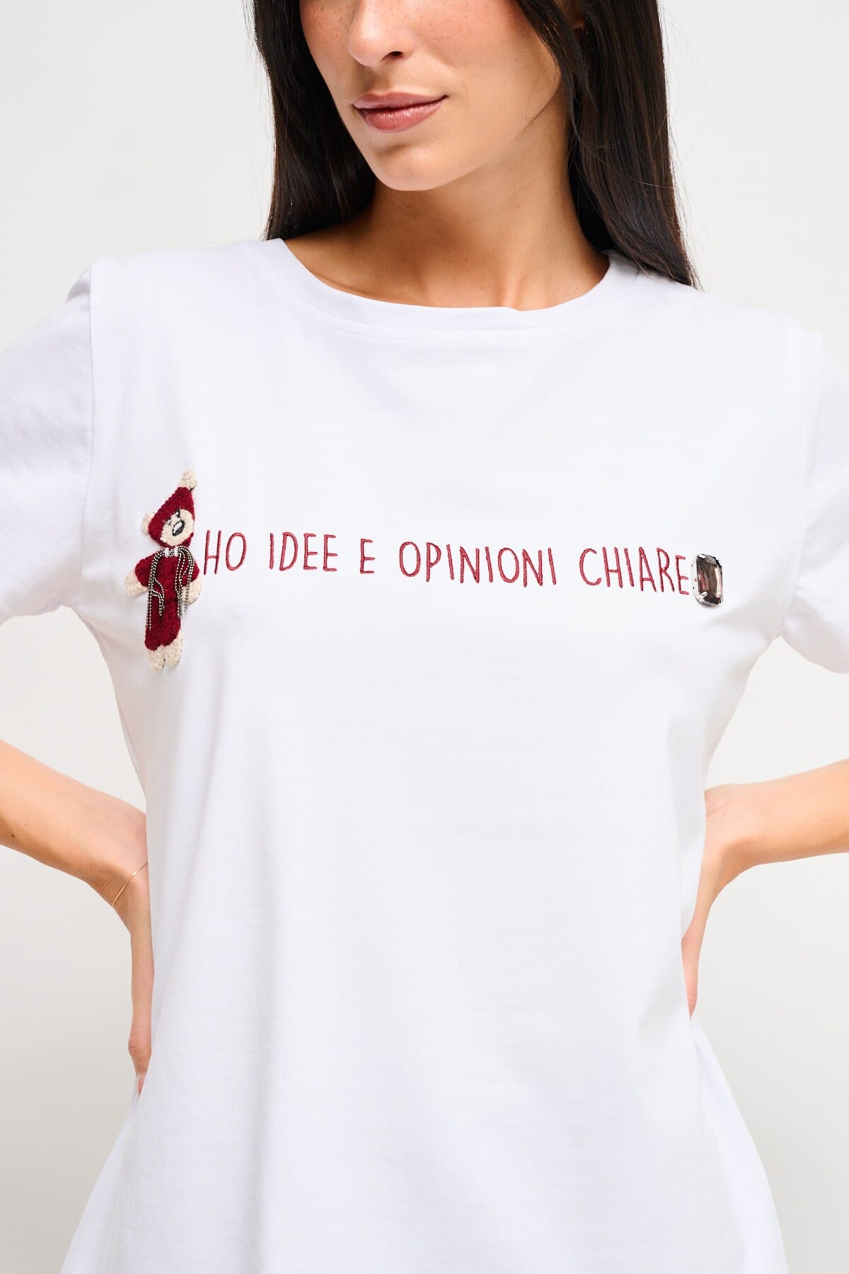 T-Shirt Con Ricamo E Orsetto Maryley