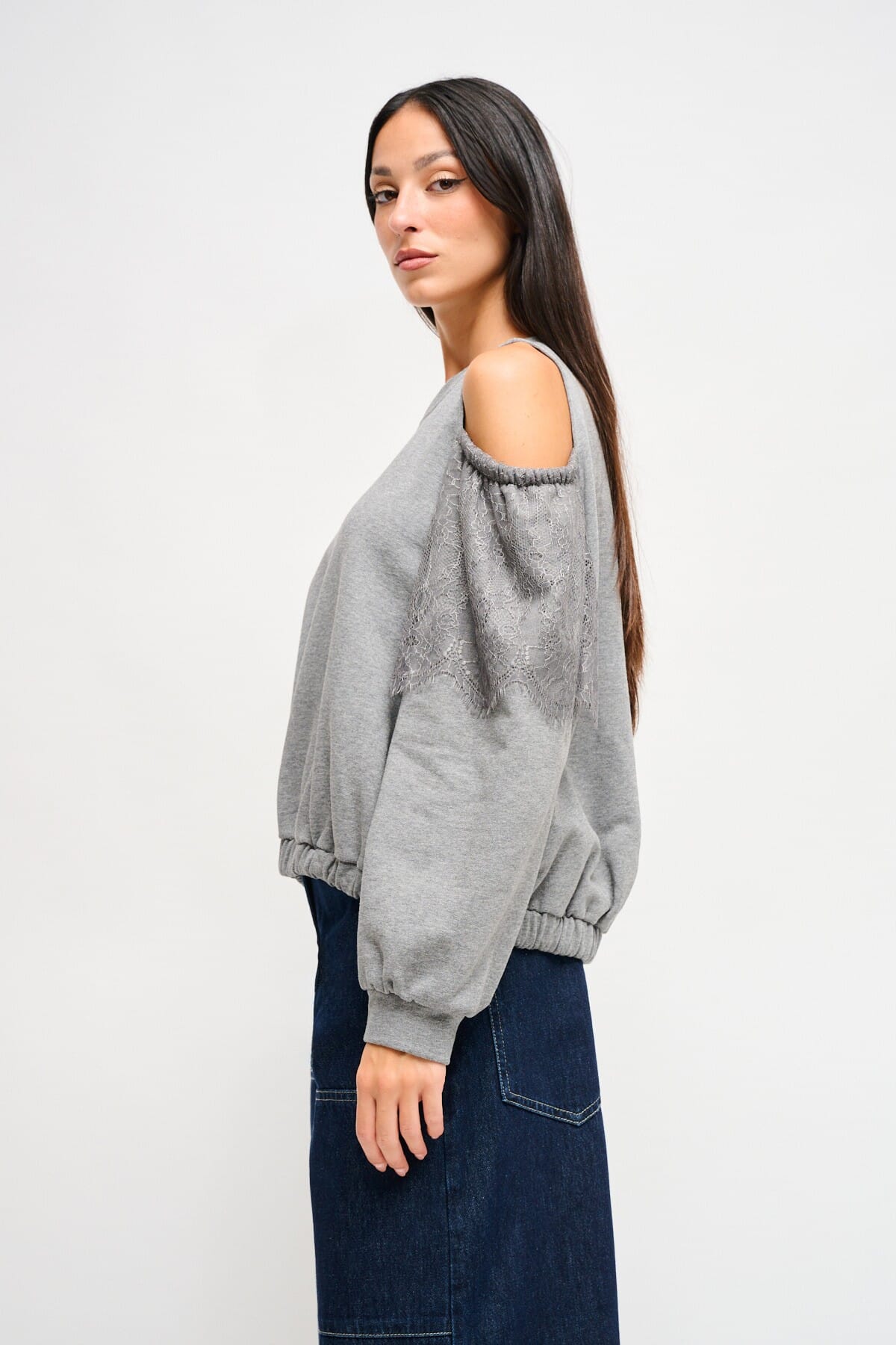 Sweatshirt en coton Maryley avec épaules nues