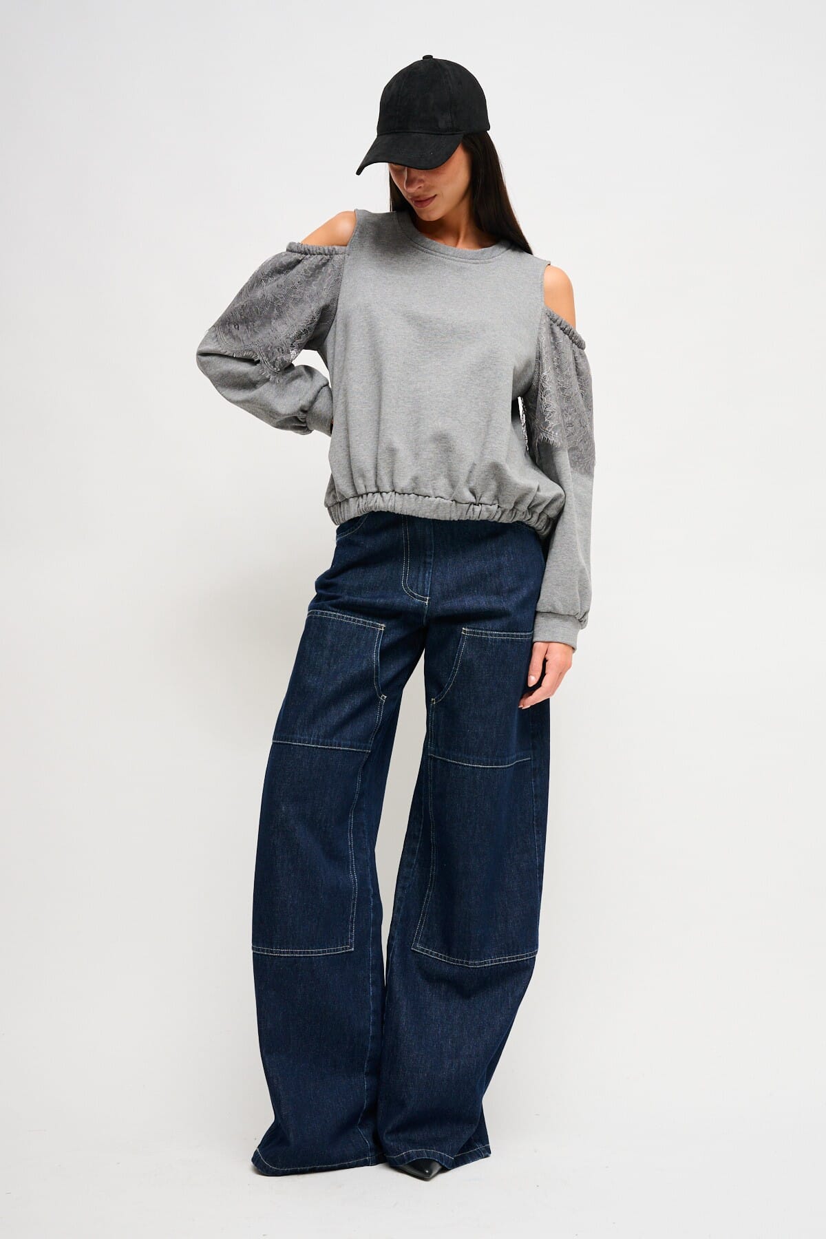 Sweatshirt en coton Maryley avec épaules nues