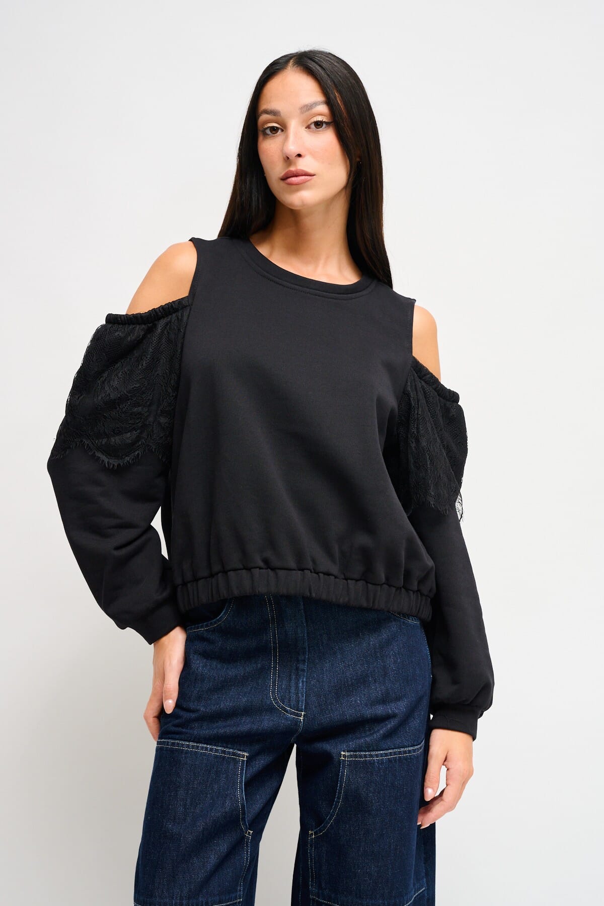 Sweatshirt en coton Maryley avec épaules nues