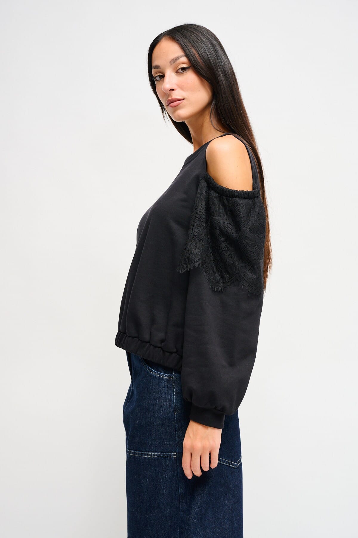 Sweatshirt en coton Maryley avec épaules nues