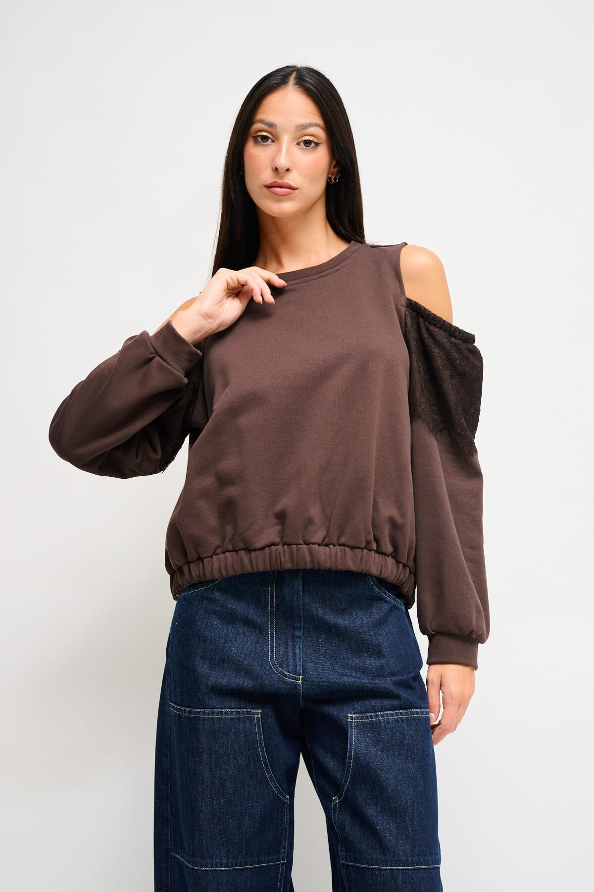 Sweatshirt en coton Maryley avec épaules nues