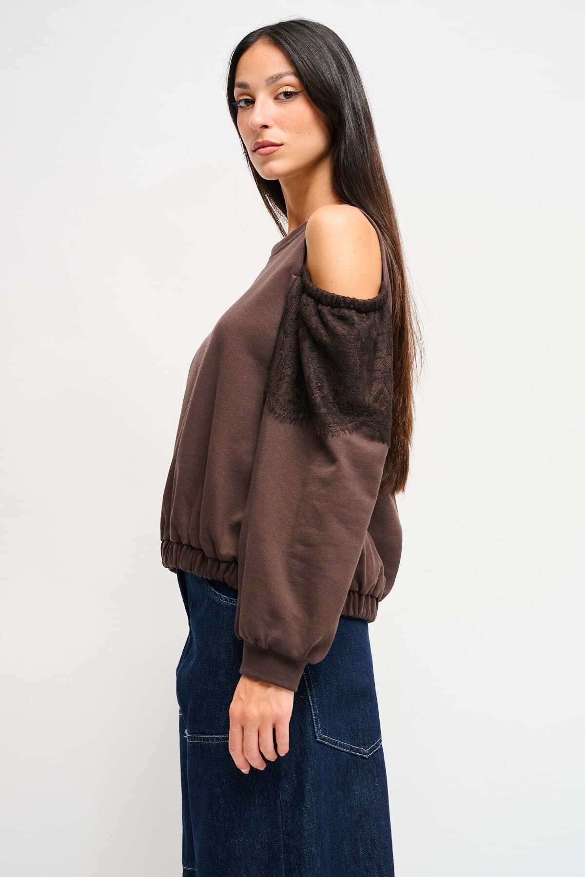 Sweatshirt en coton Maryley avec épaules nues