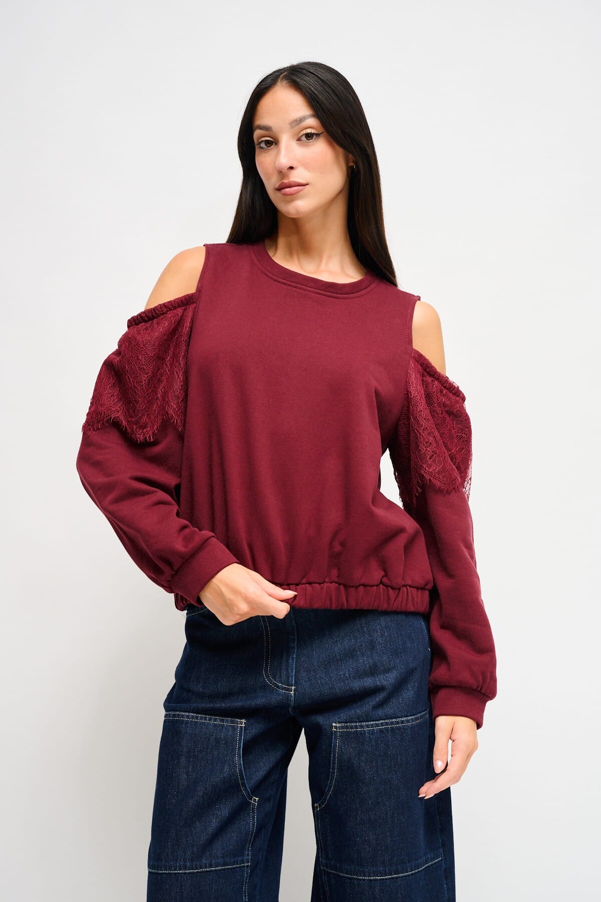 Sweatshirt en coton Maryley avec épaules nues