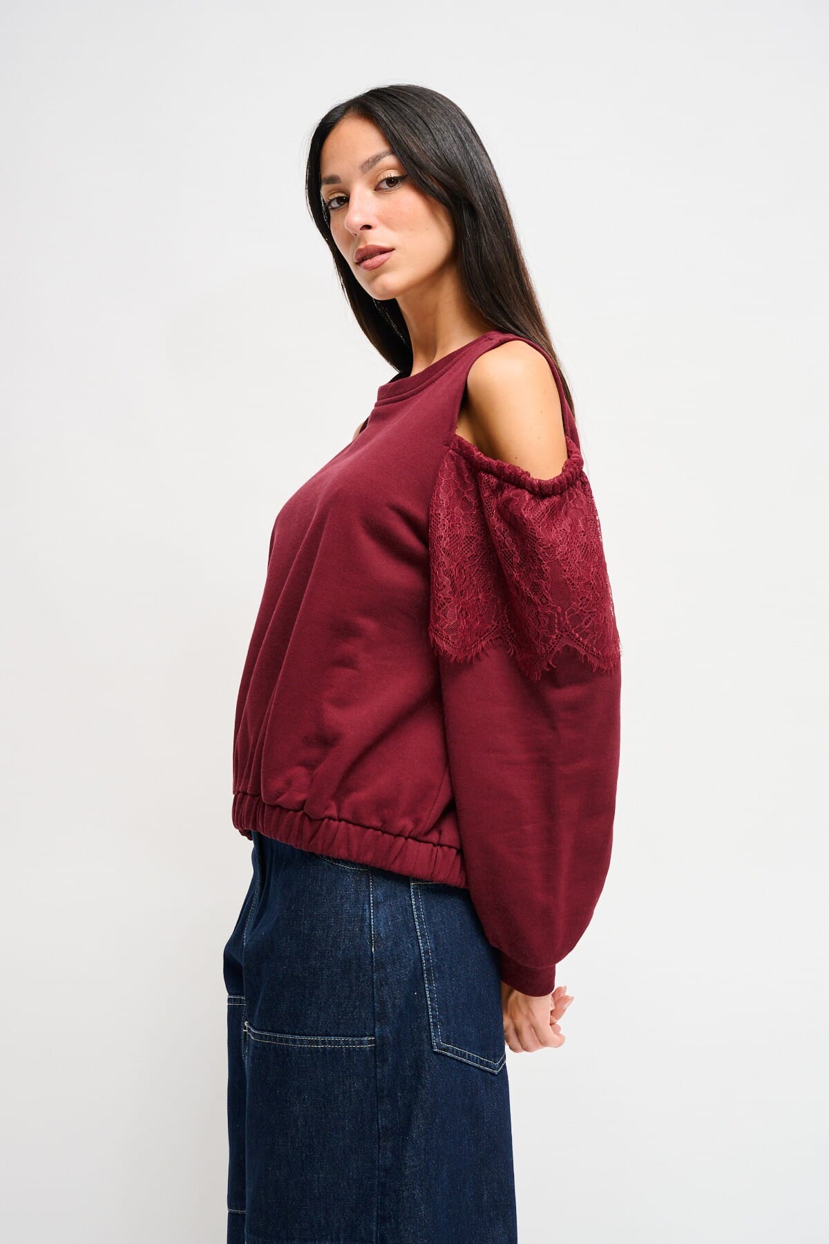 Sweatshirt en coton Maryley avec épaules nues