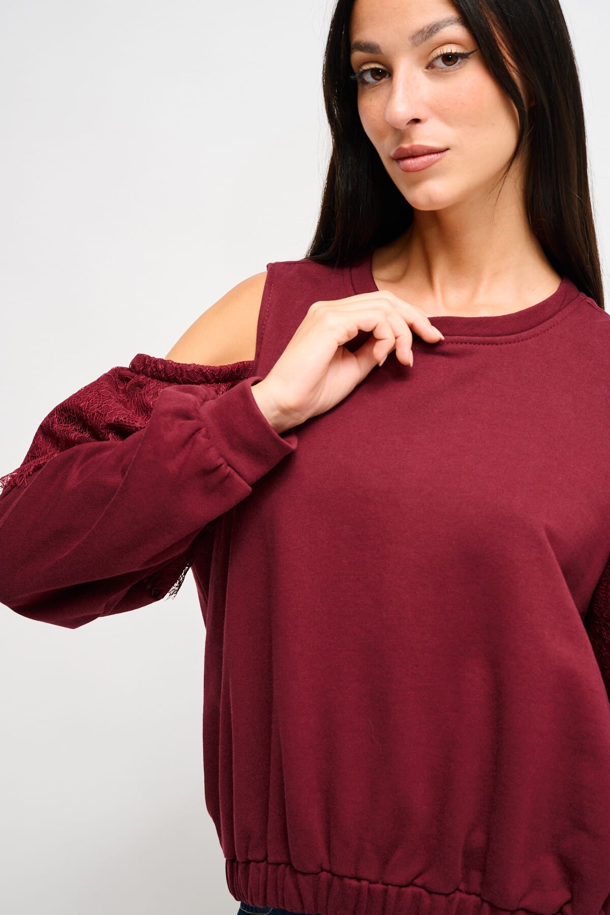 Sweatshirt en coton Maryley avec épaules nues