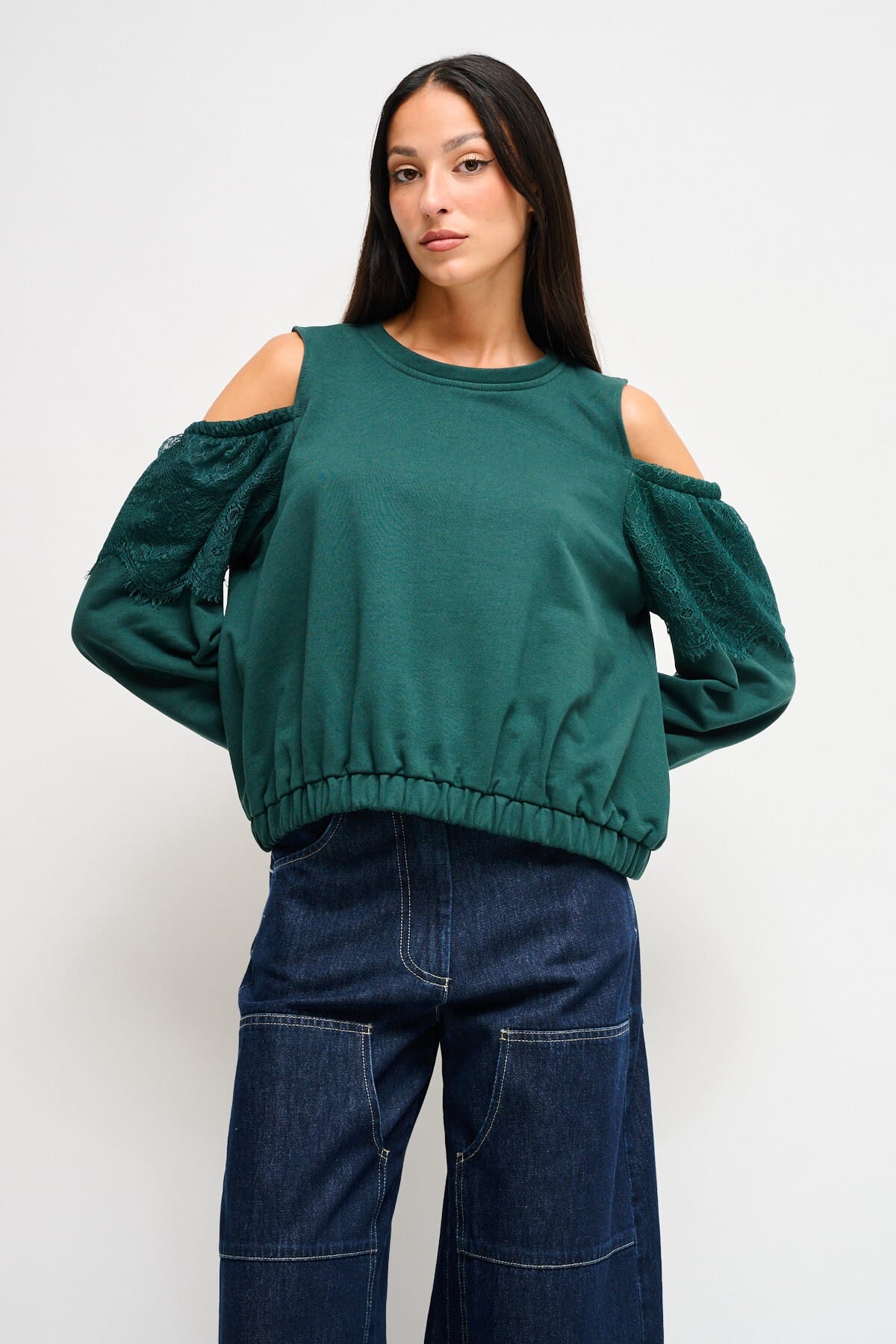 Sweatshirt en coton Maryley avec épaules nues