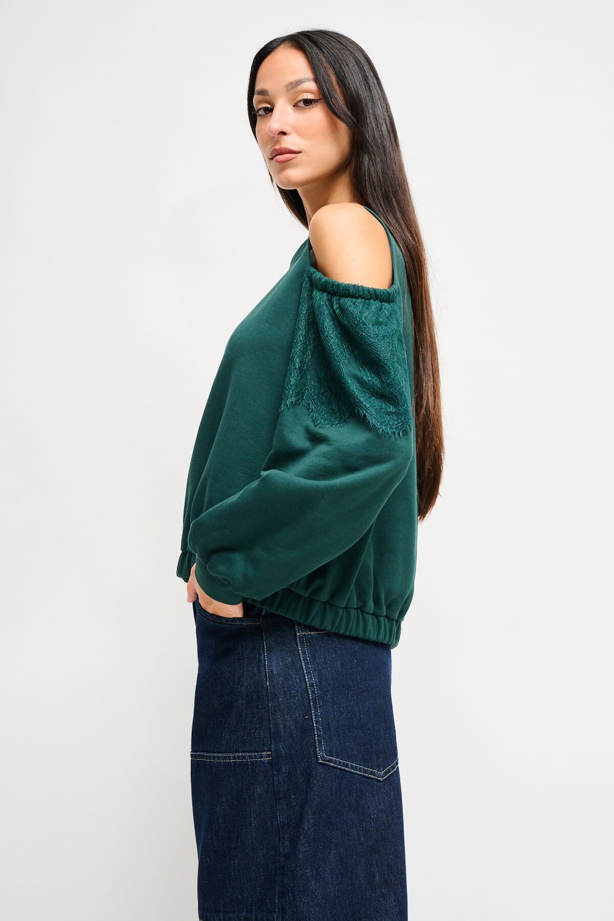 Sweatshirt en coton Maryley avec épaules nues