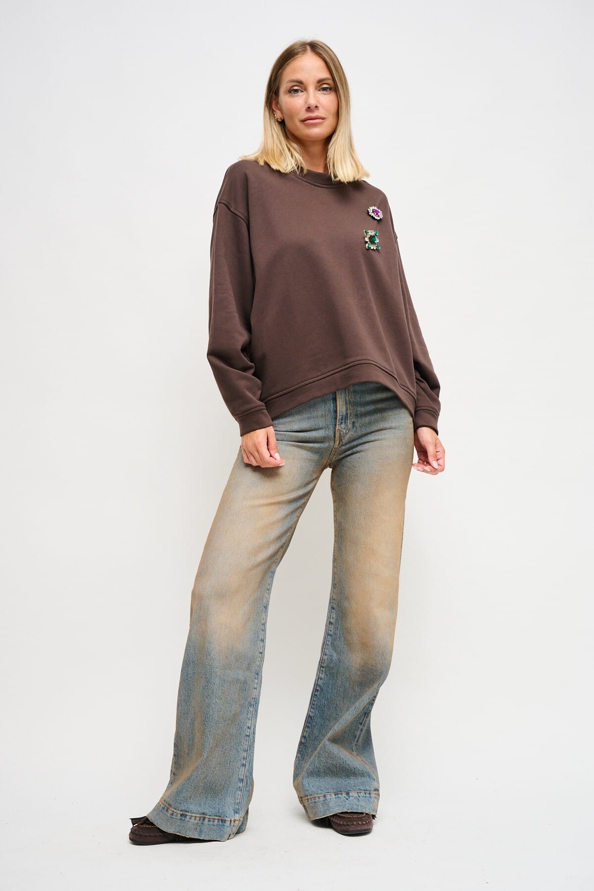 Sweatshirt en coton avec épingles à bijoux Maryley