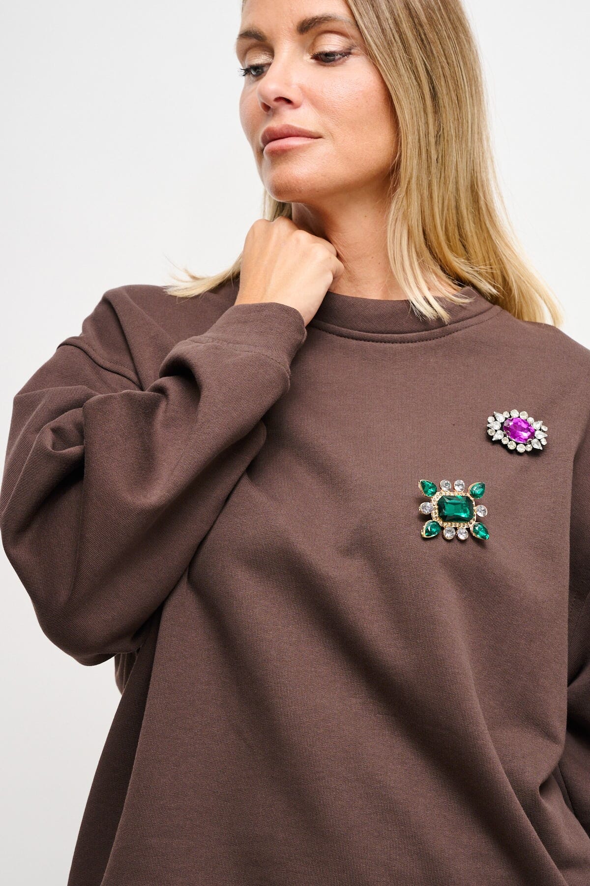 Sweatshirt en coton avec épingles à bijoux Maryley