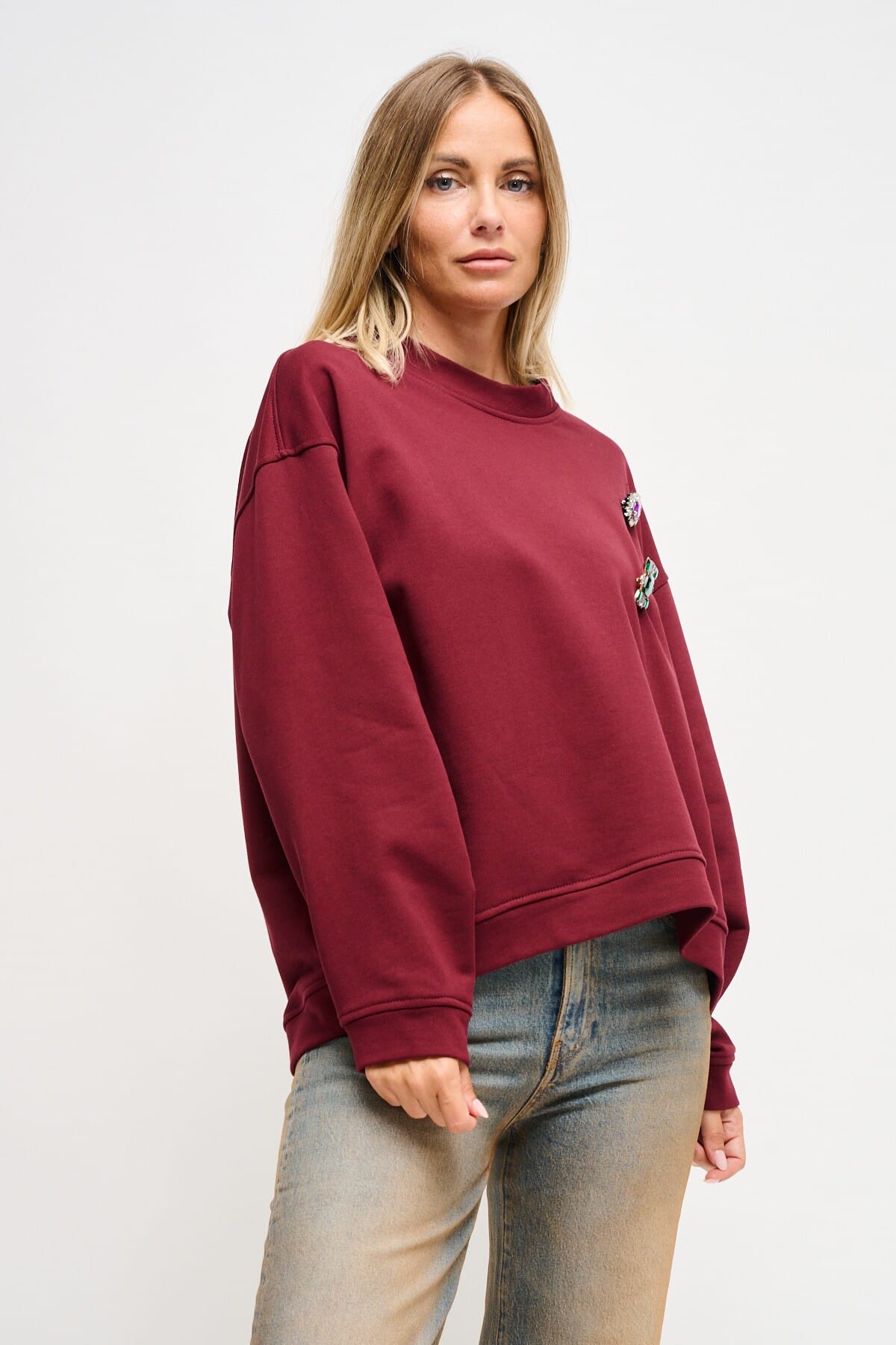 Sweatshirt en coton avec épingles à bijoux Maryley