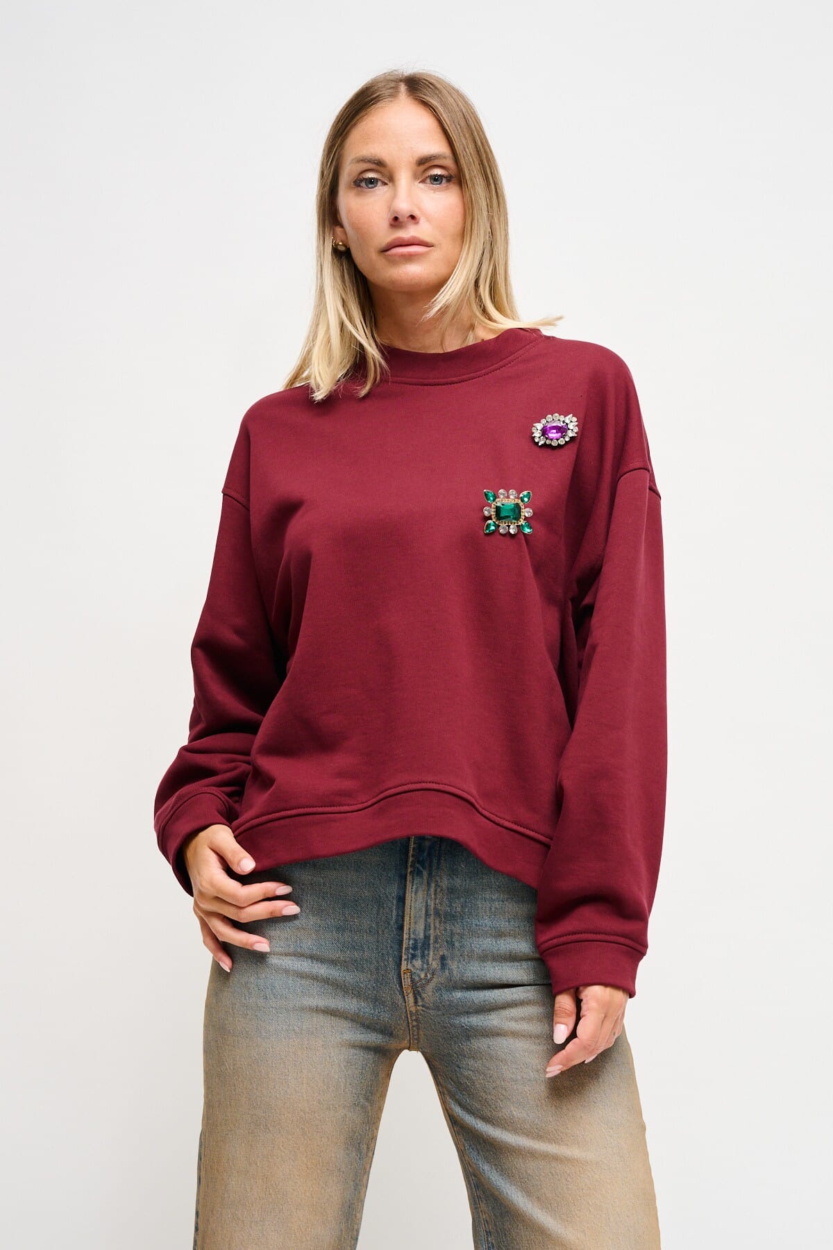 Sweatshirt en coton avec épingles à bijoux Maryley