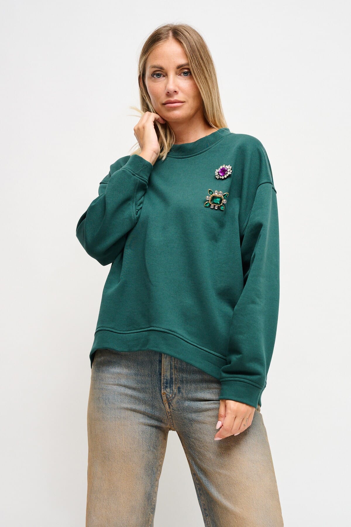 Sweatshirt en coton avec épingles à bijoux Maryley