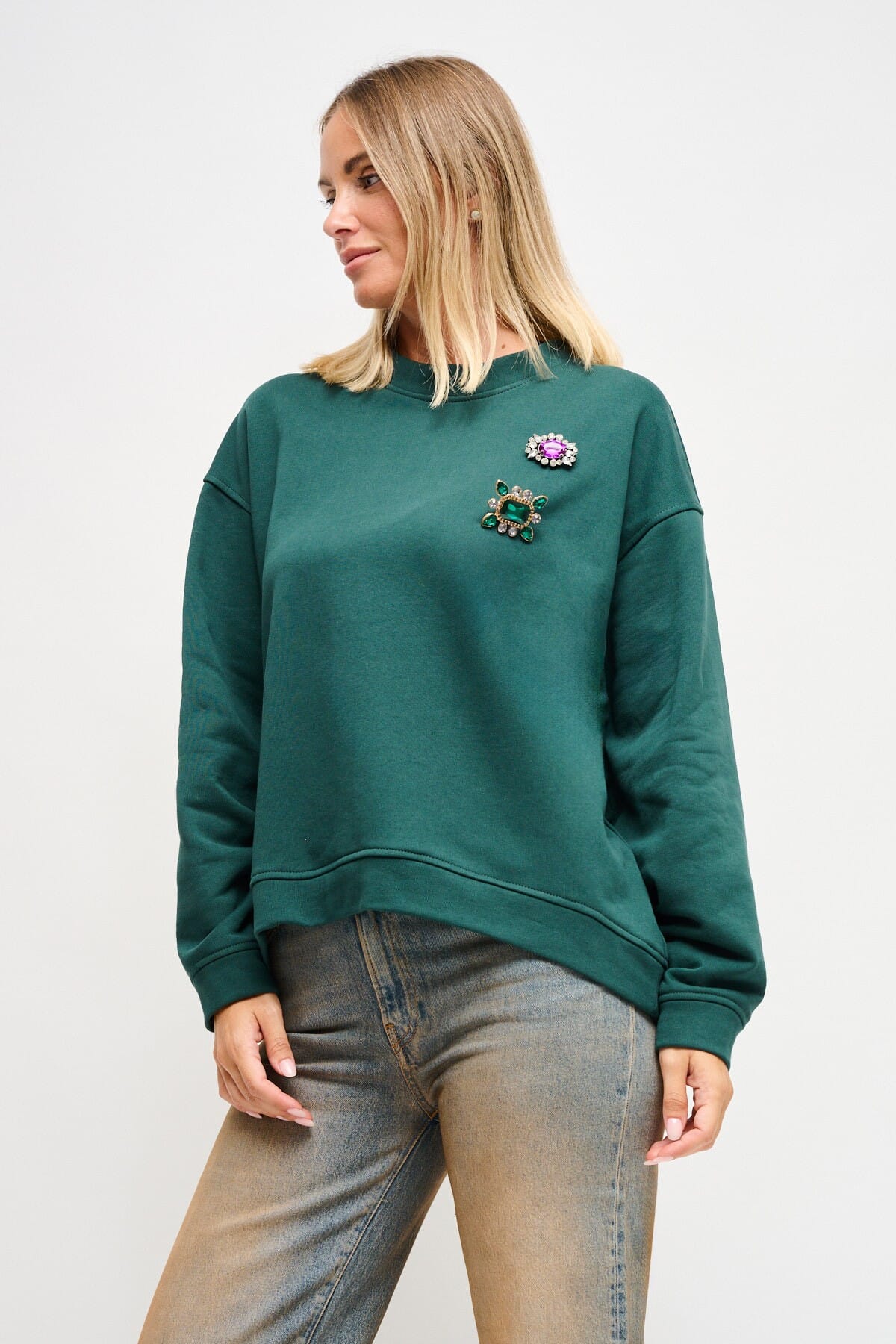 Sweatshirt en coton avec épingles à bijoux Maryley