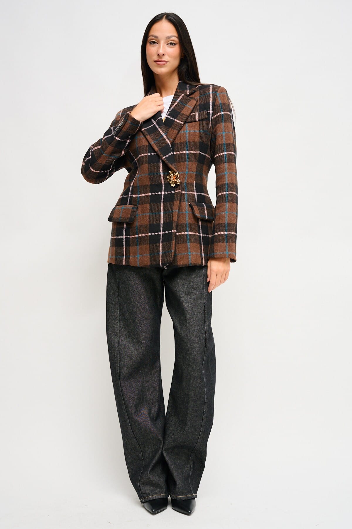 Veste en tissu à carreaux Maryley Pin