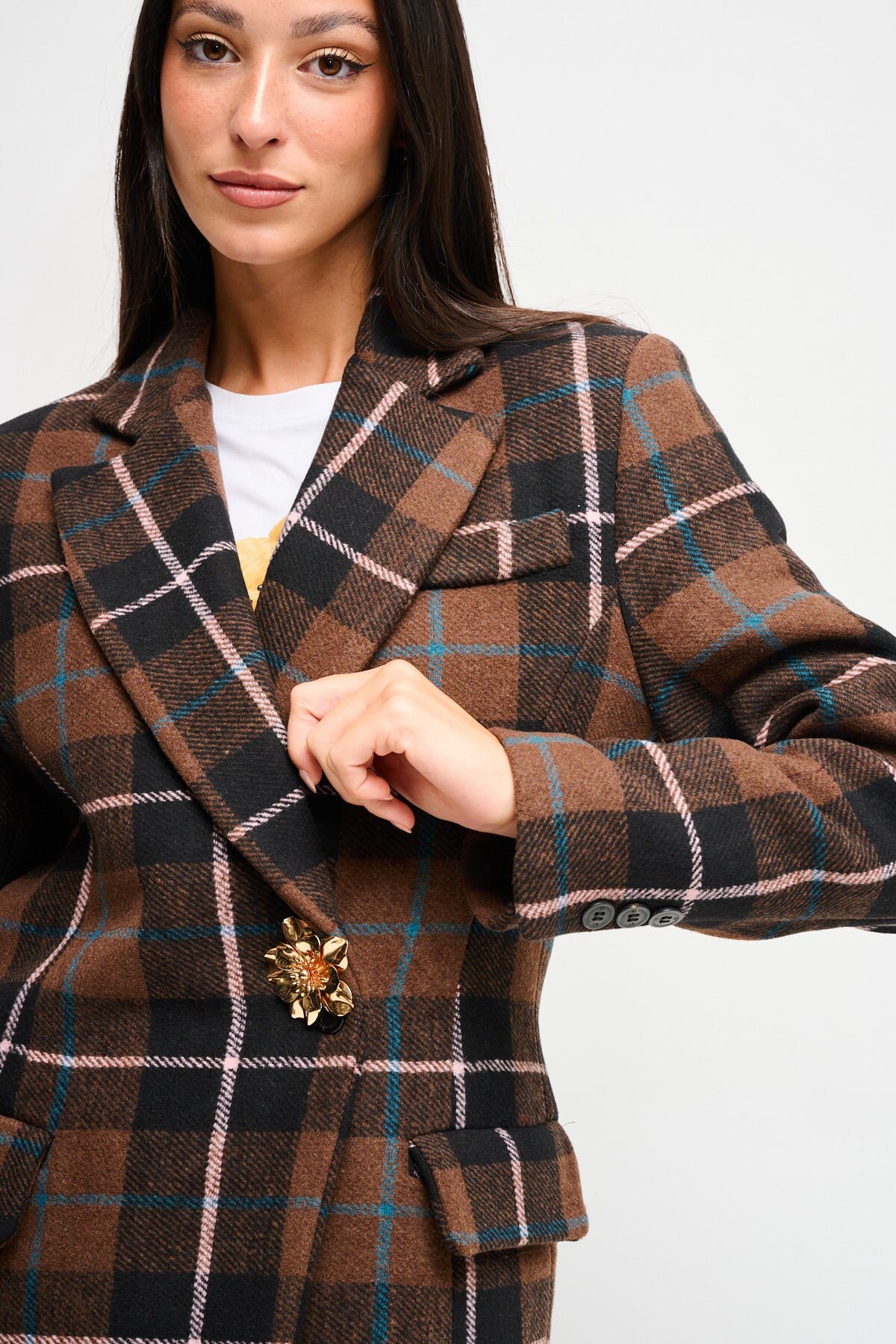 Veste en tissu à carreaux Maryley Pin