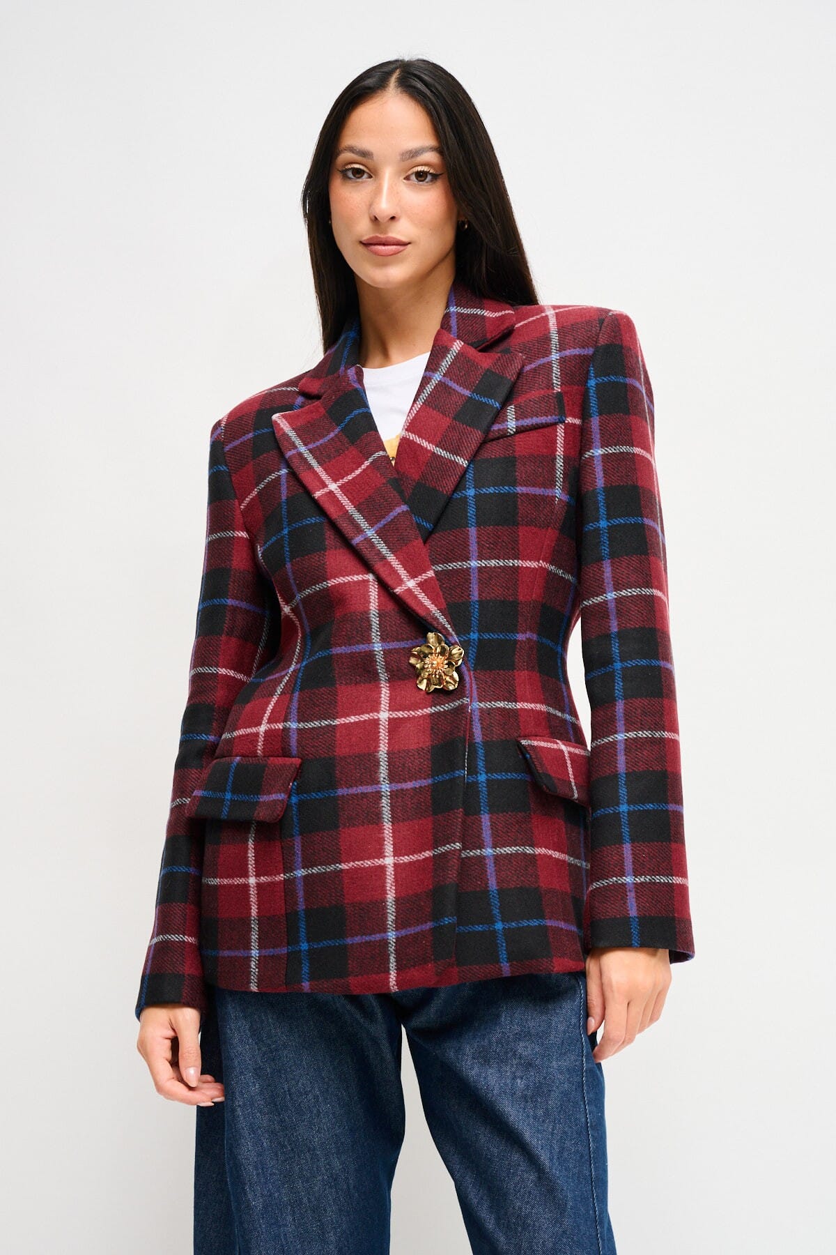 Veste en tissu à carreaux Maryley Pin