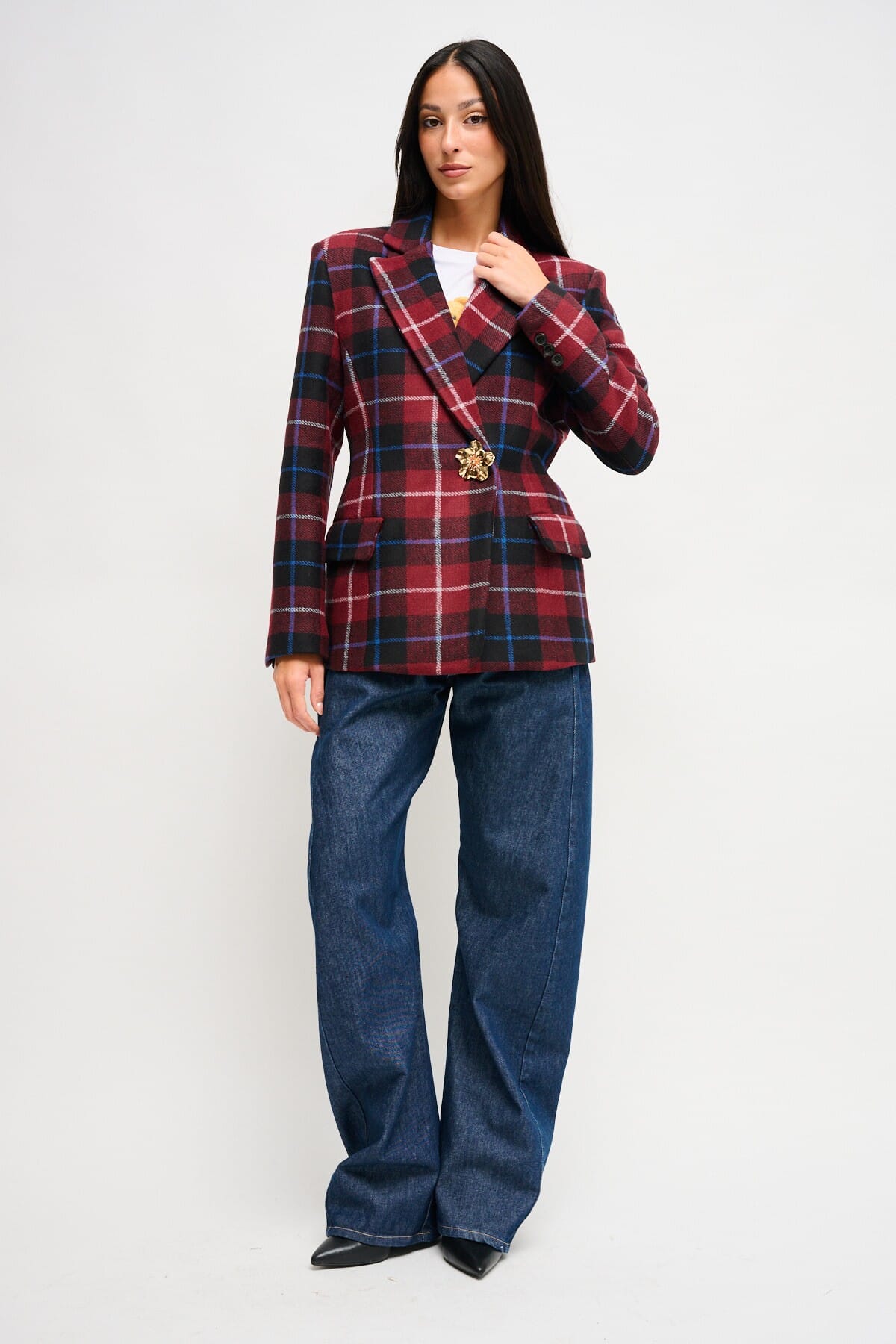 Veste en tissu à carreaux Maryley Pin