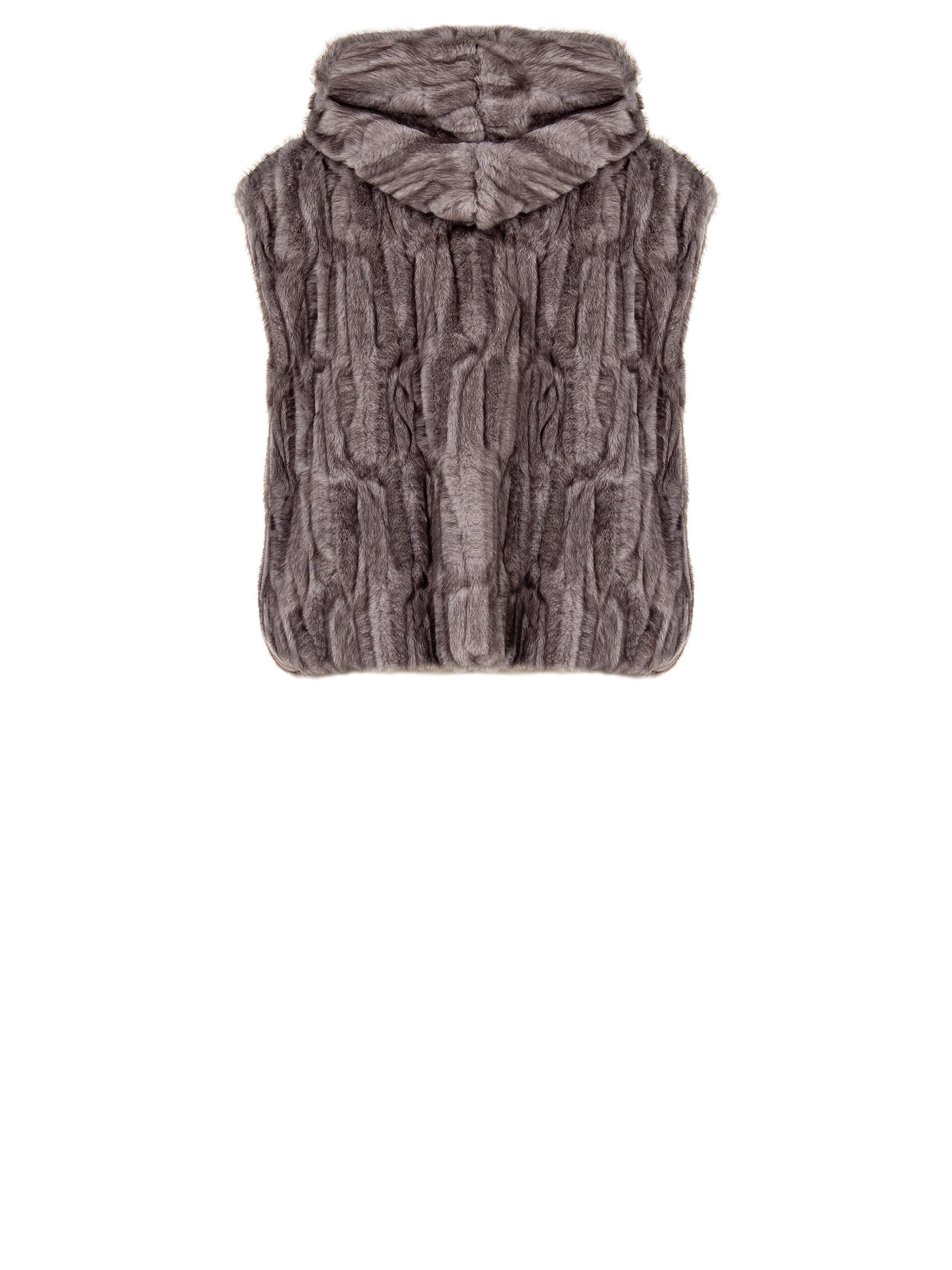 Cappotto Ampio Smanicato Con Cappuccio In Pelliccia Sintetica Rinascimento