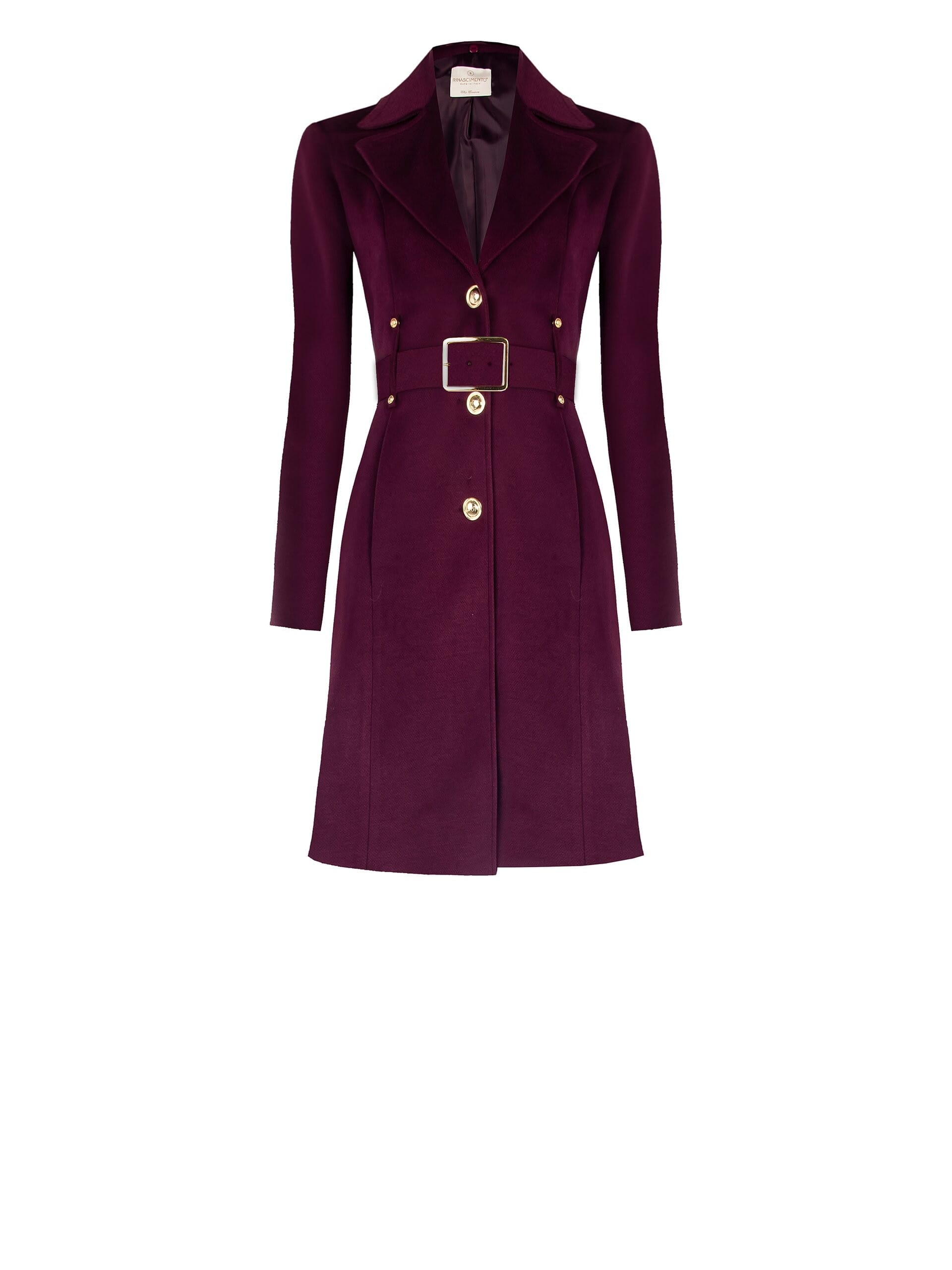 Cappotto Lungo Sfiancato In Velour Con Collo In Pelliccia Sintetica Removibile E Cintura In Similpelle Rinascimento