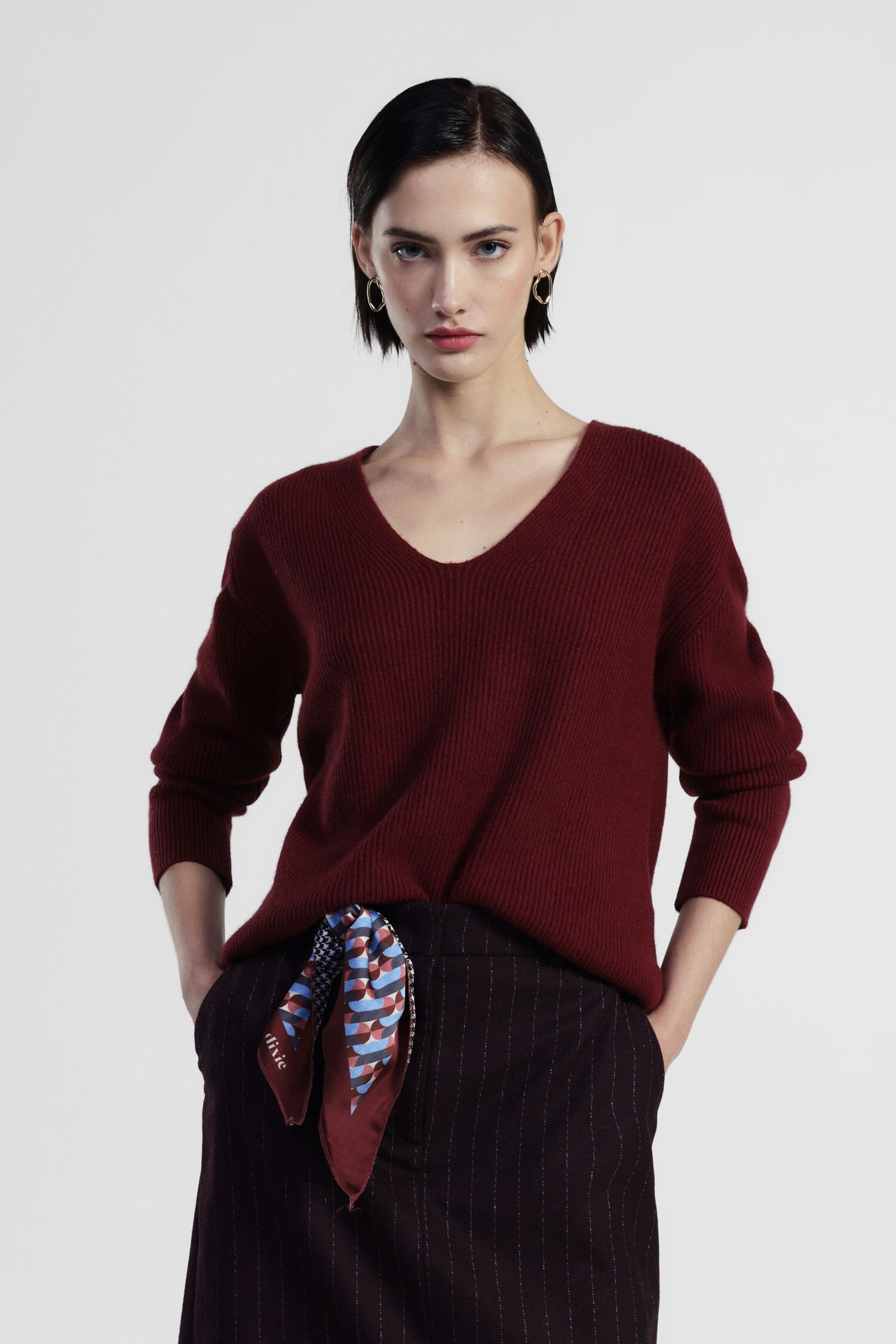 Maglione Scollo A V Lavorazione A Coste Dixie