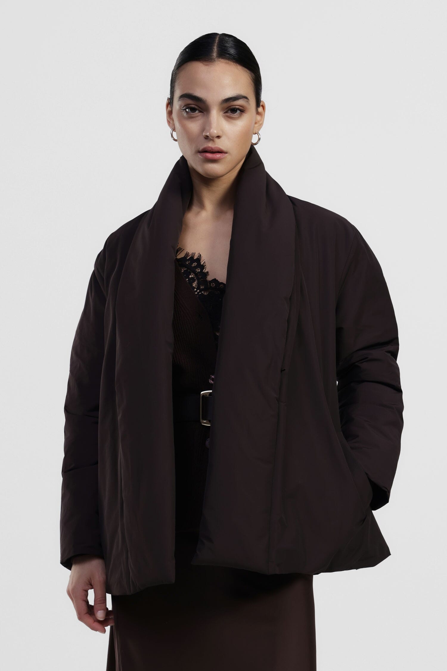 Giacca Trapuntata Con Cintura E Collo Avvolgente Dixie