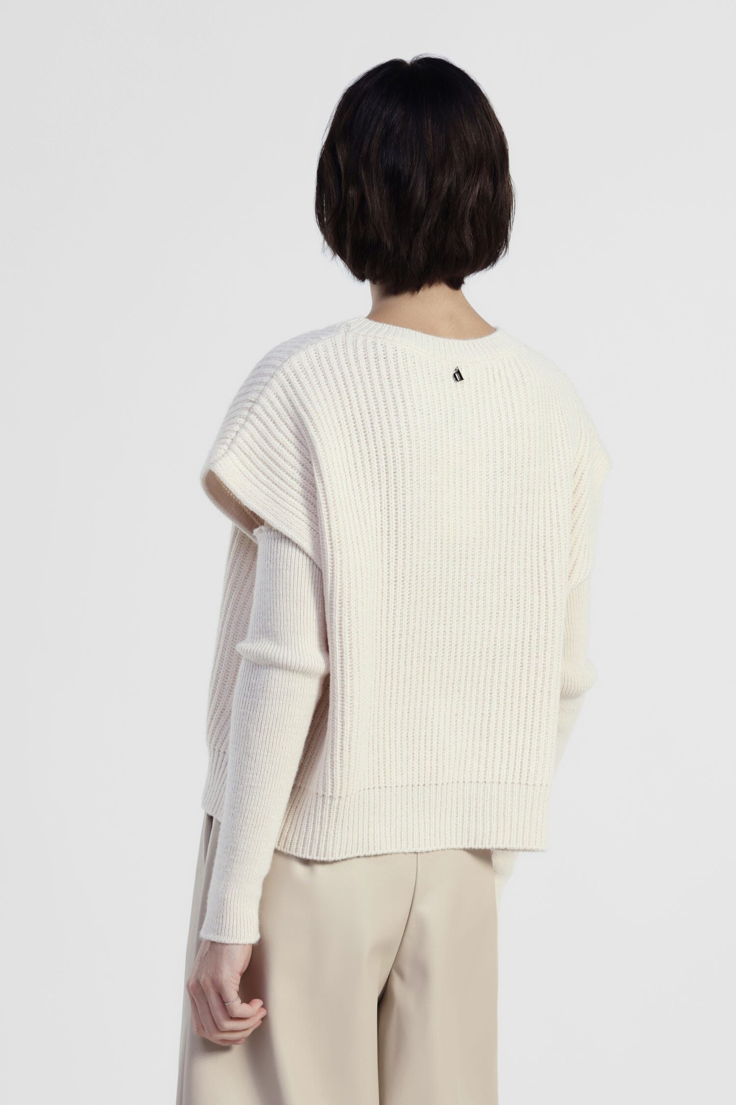 Crew Neck Sweater With Cut-Out Sleeves Dixie