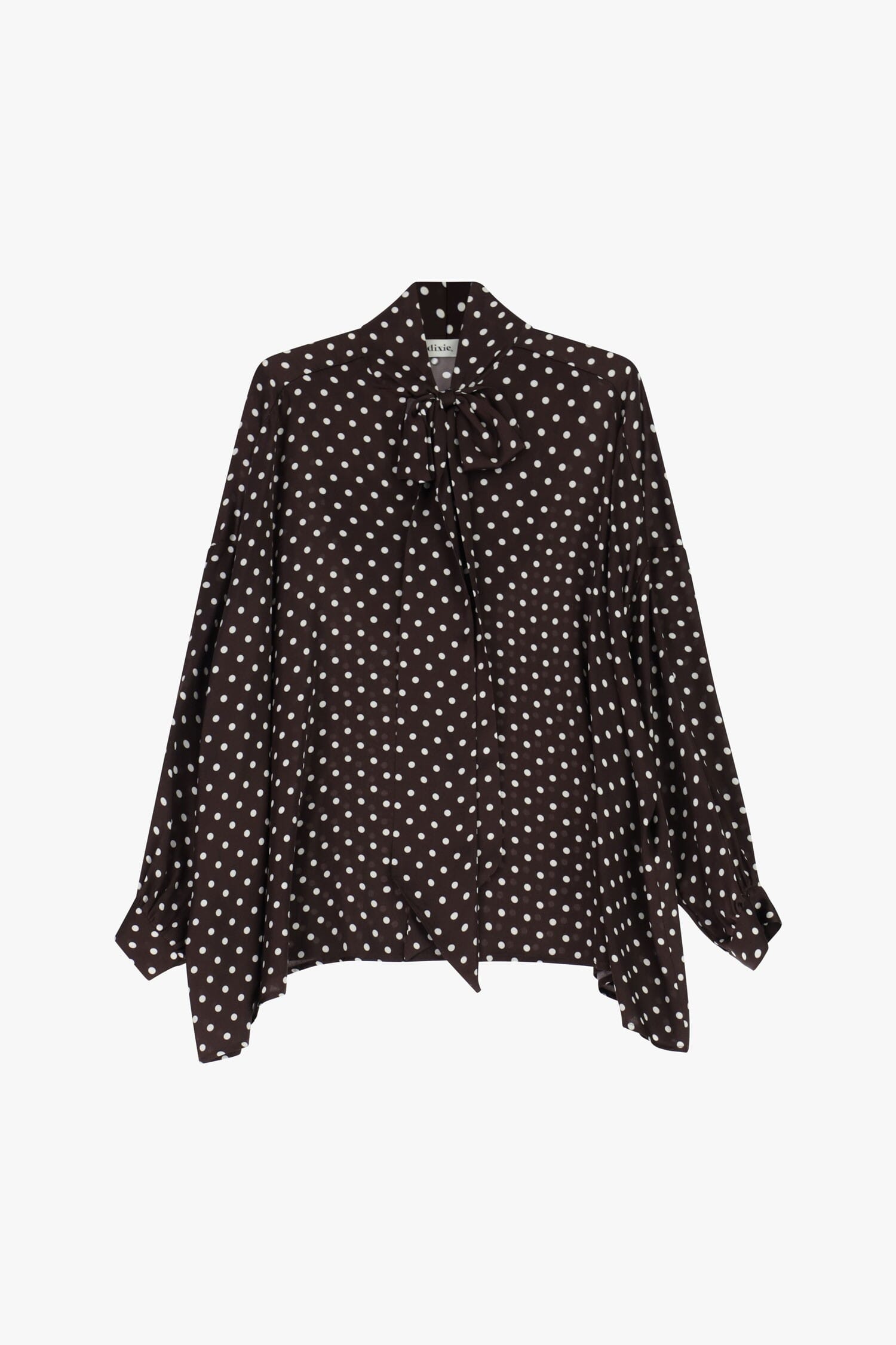 Chemise à pois avec nœud et bas asymétrique Dixie