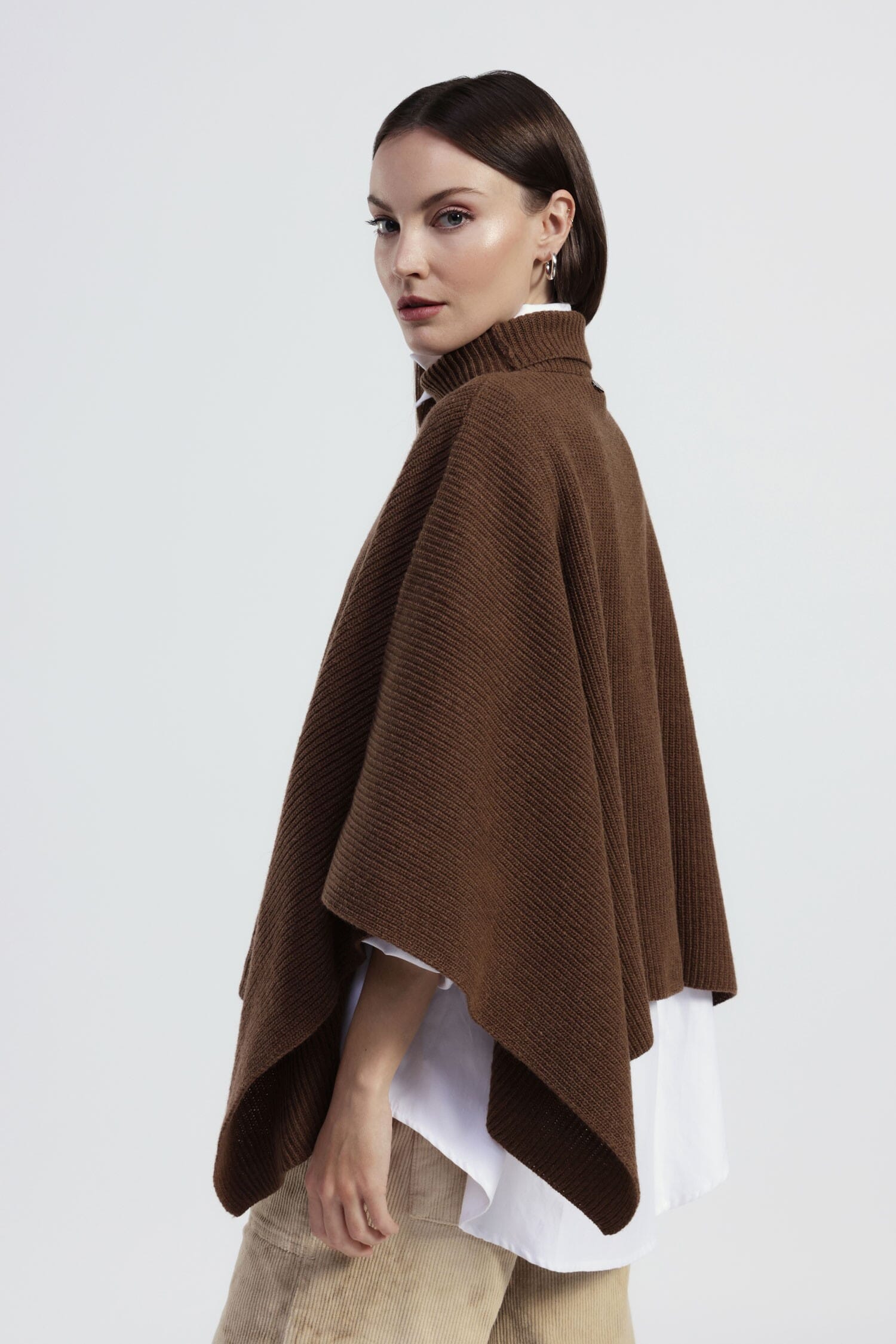 Dixie High Neck Wide Poncho Sweater