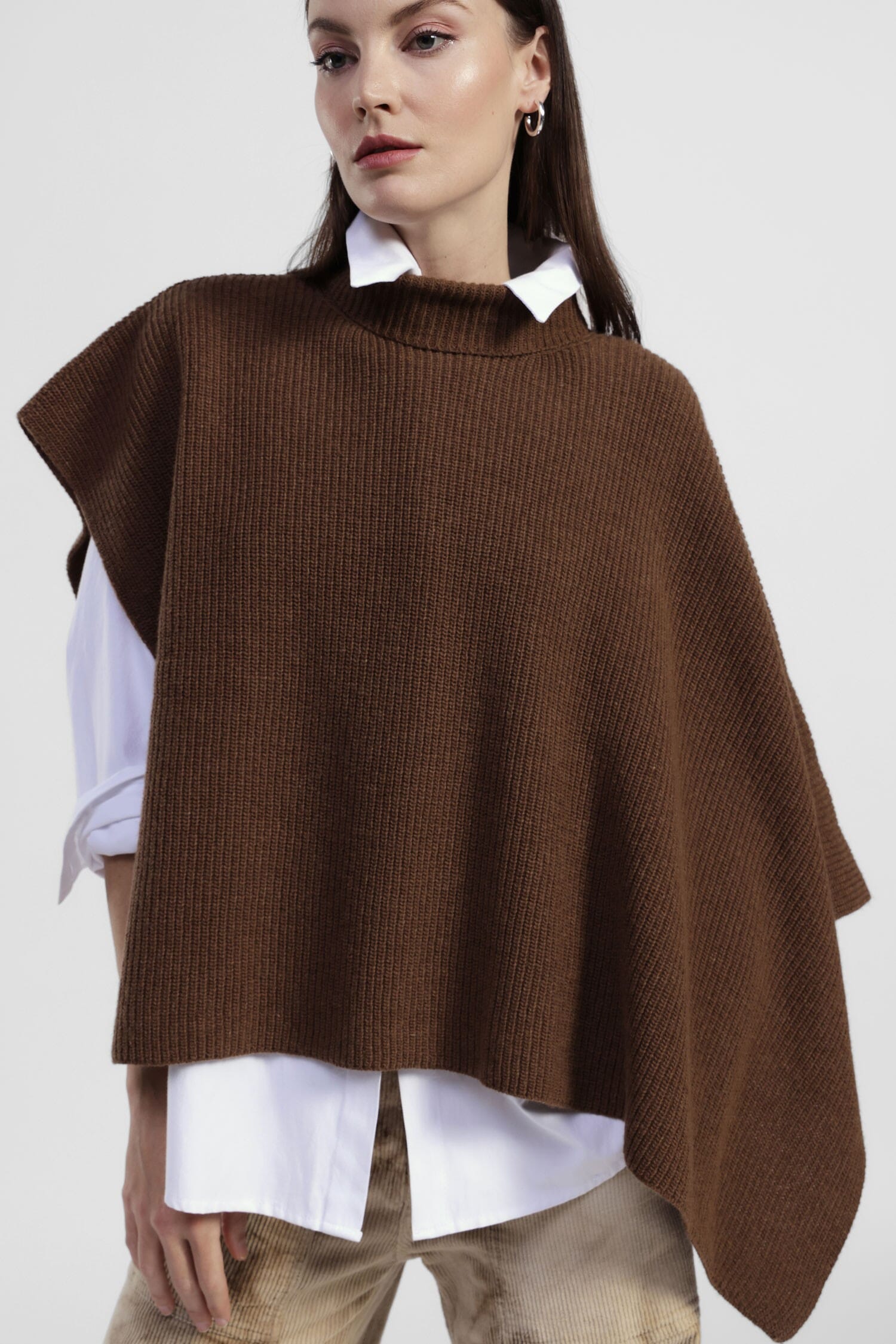 Dixie High Neck Wide Poncho Sweater