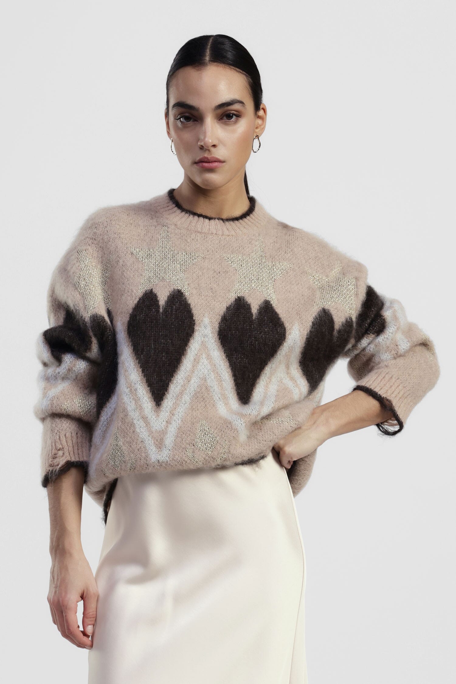 Maglione Girocollo Motivo Stelle E Zig-Zag Dixie