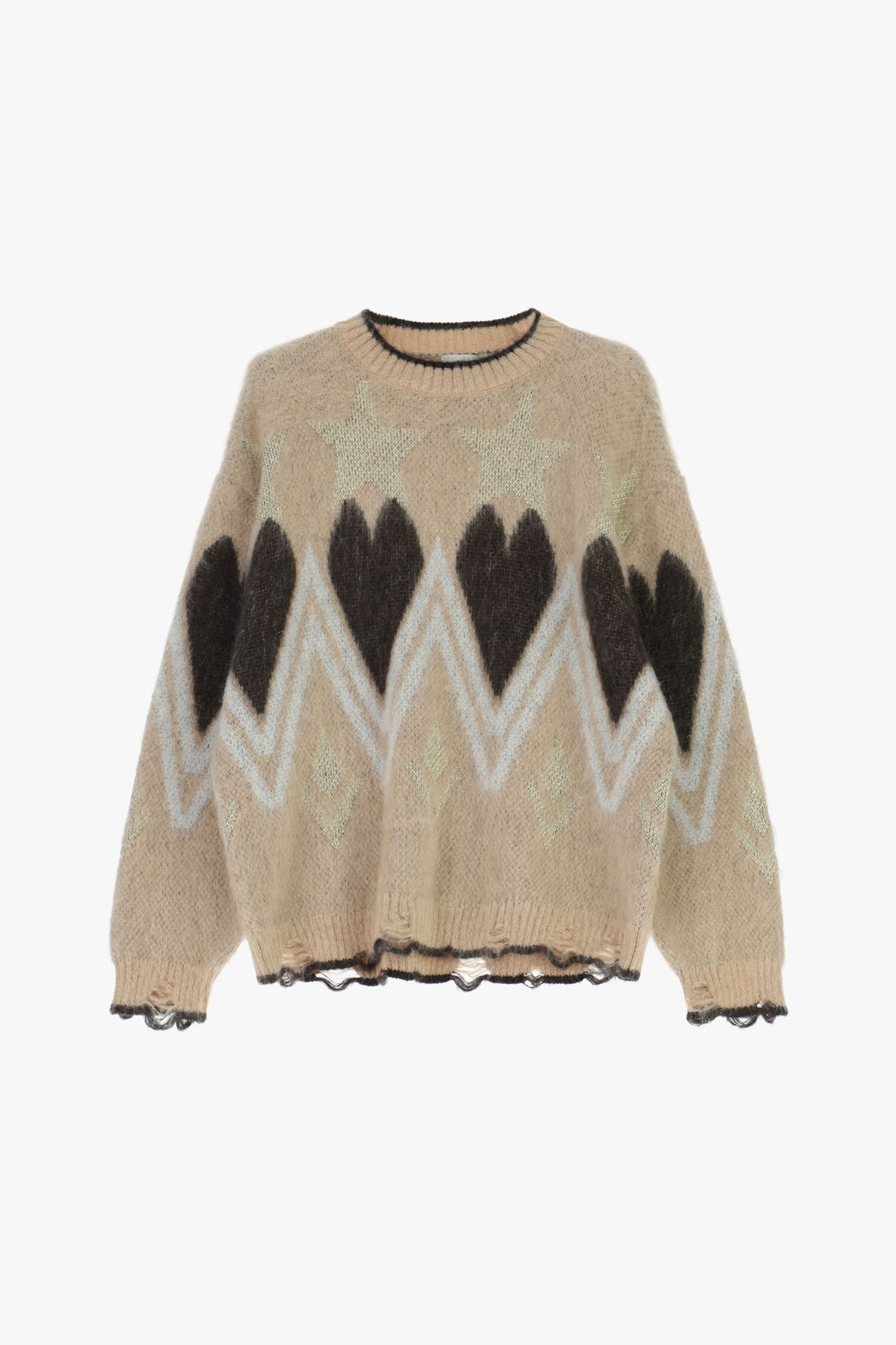 Maglione Girocollo Motivo Stelle E Zig-Zag Dixie