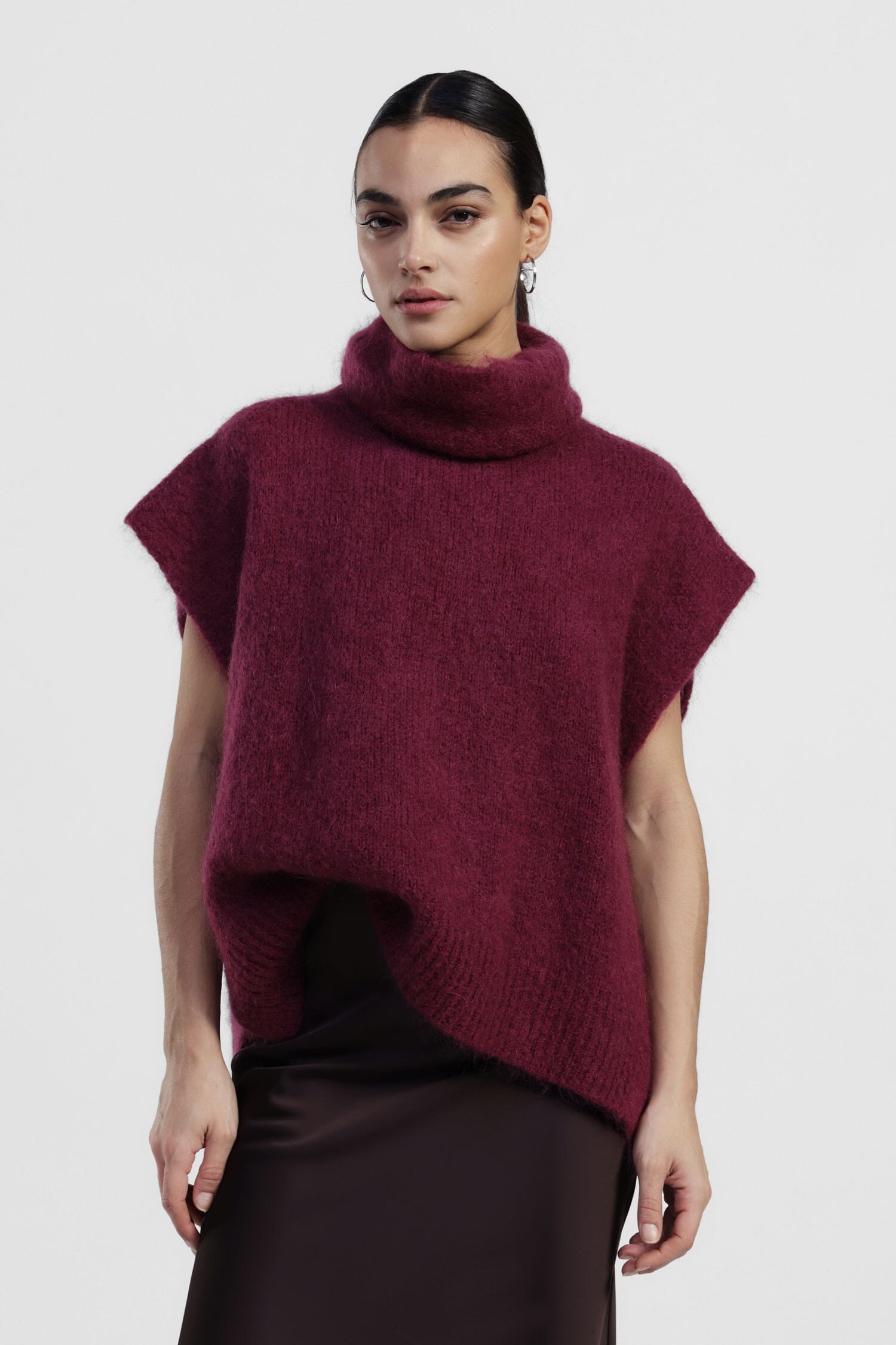 Maglione Smanicato Collo Alto Vestibilità Morbida Dixie