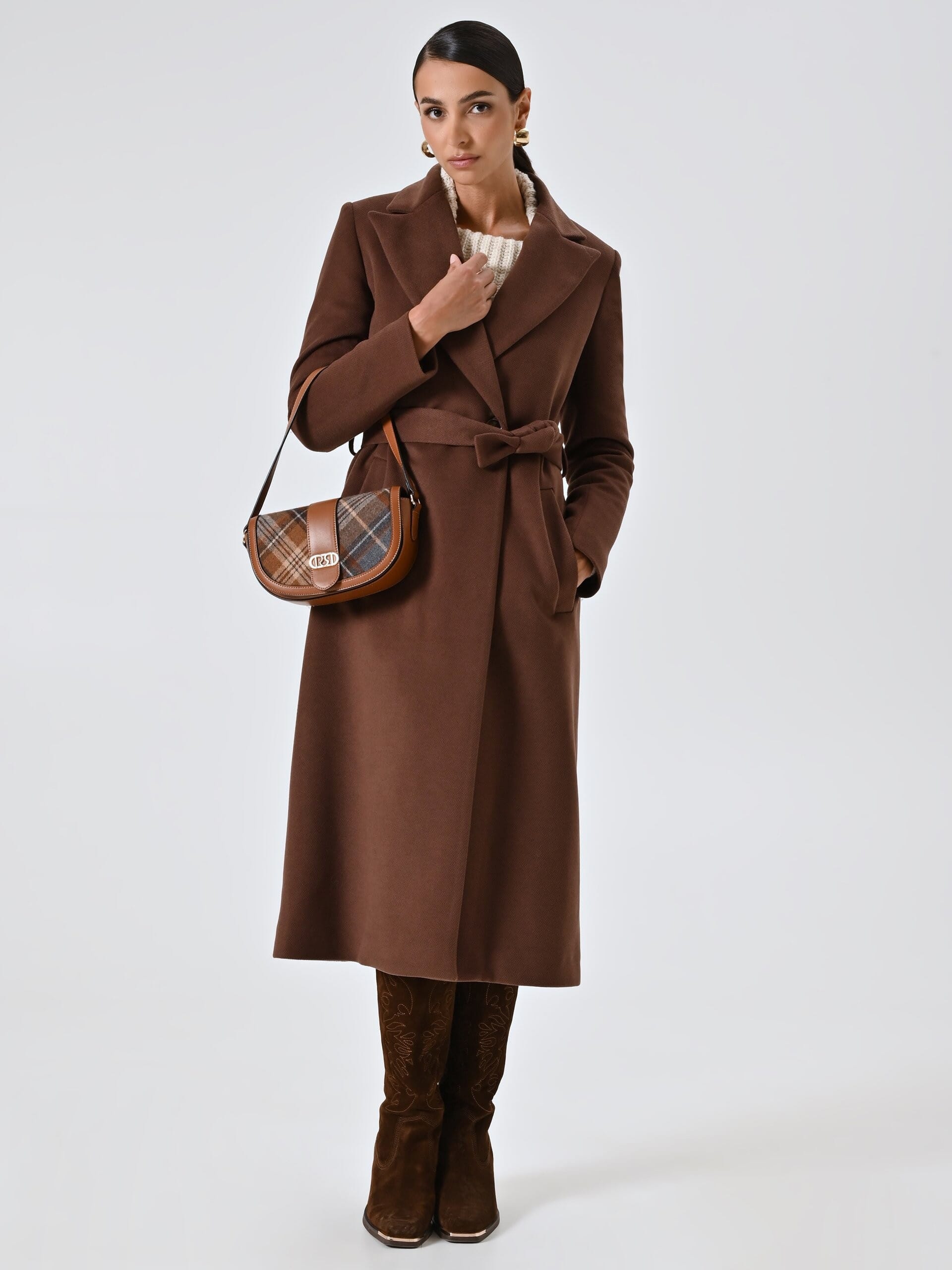 Manteau long en velours avec ceinture coordonnée Rinascimento