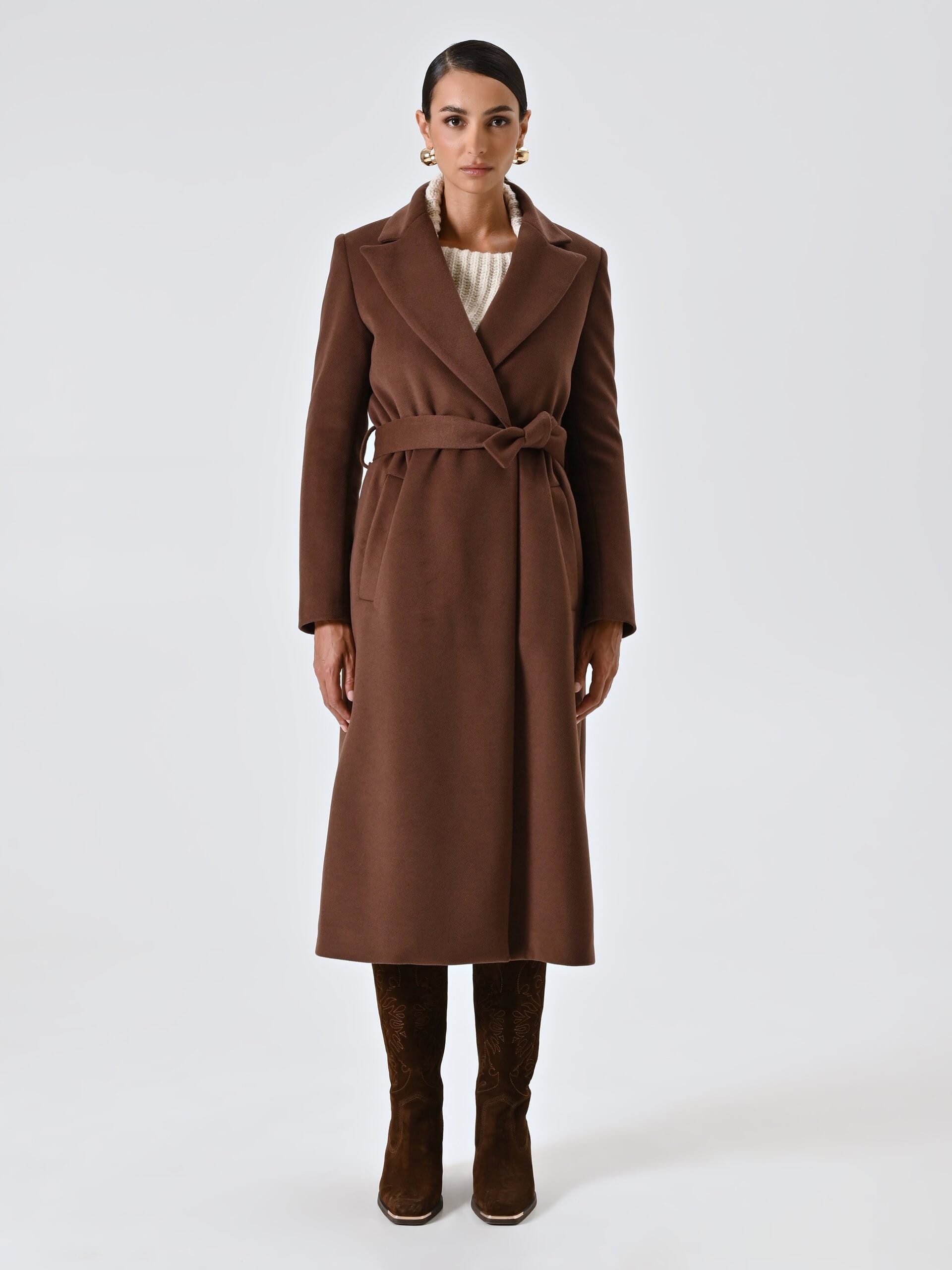 Manteau long en velours avec ceinture coordonnée Rinascimento