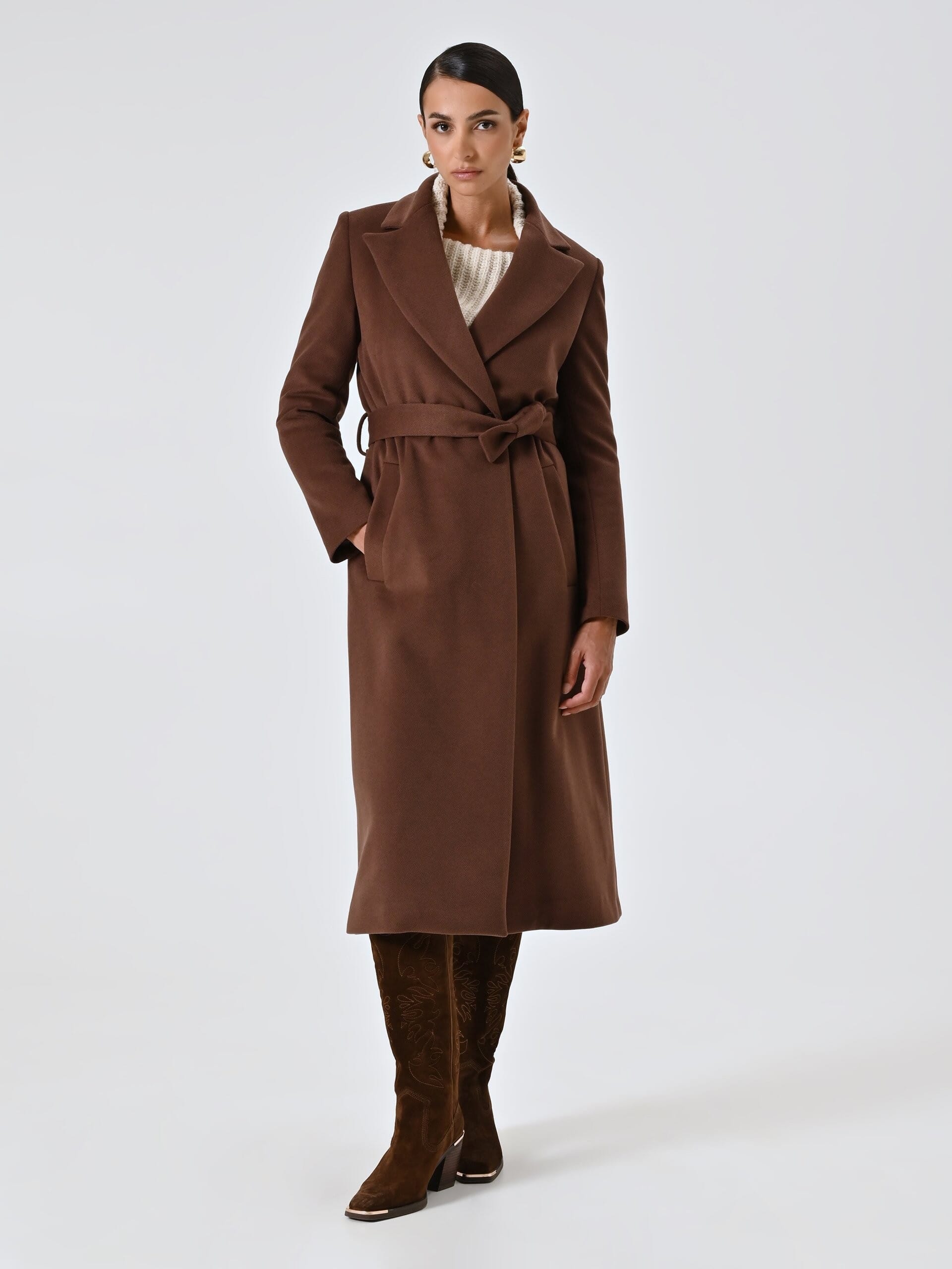 Manteau long en velours avec ceinture coordonnée Rinascimento