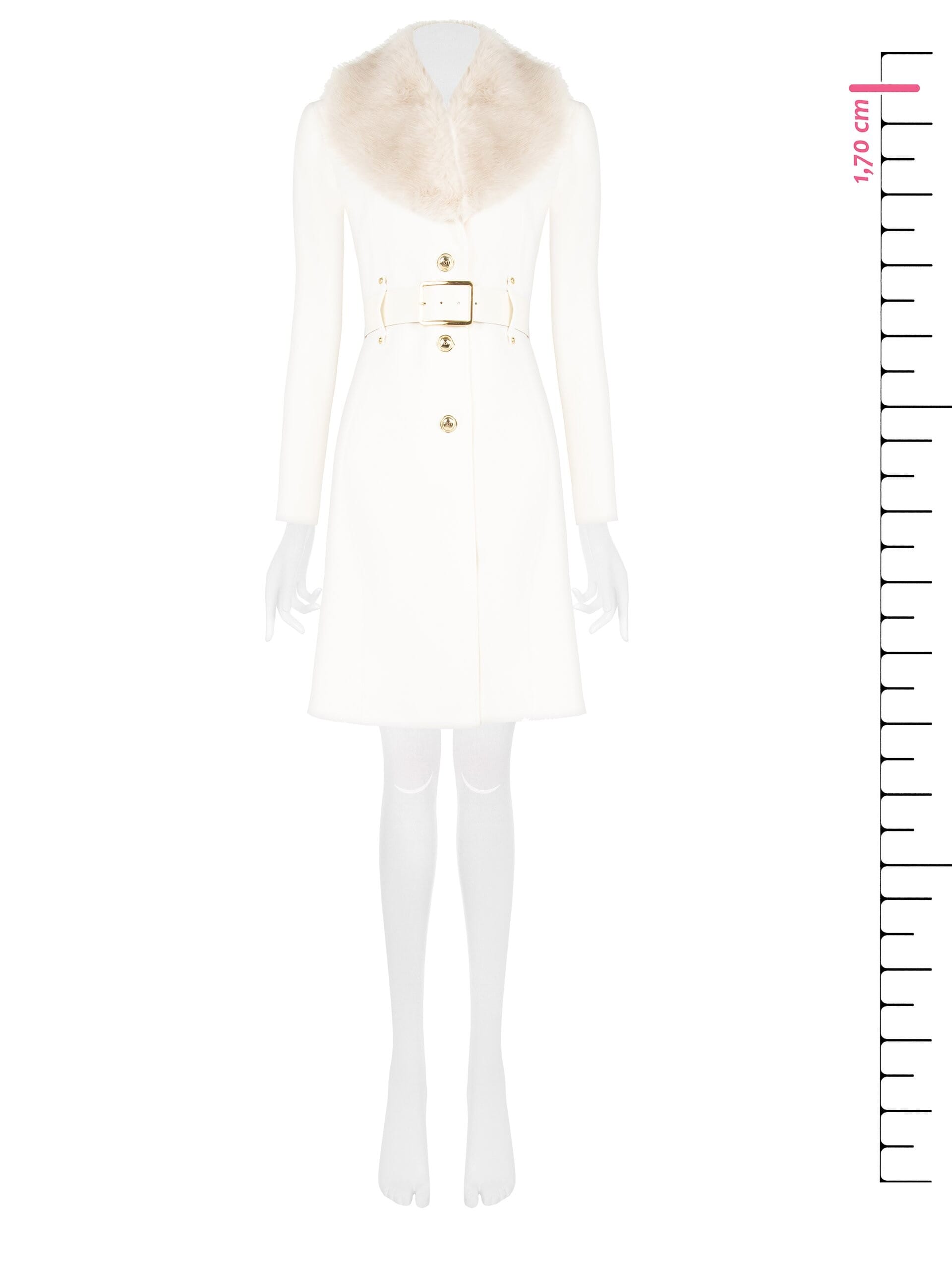 Cappotto Lungo Sfiancato In Velour Con Collo In Pelliccia Sintetica Removibile E Cintura In Similpelle Rinascimento