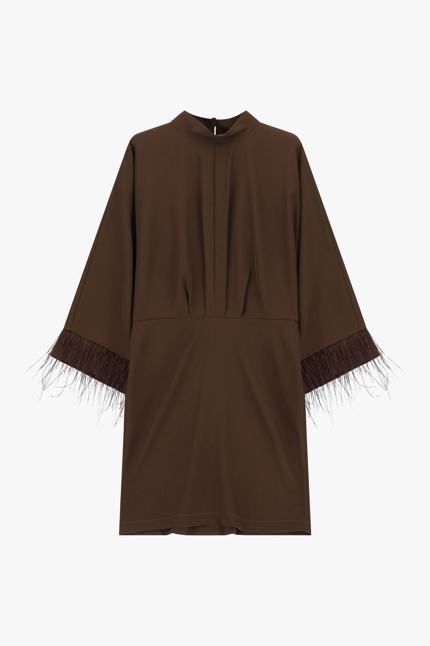 Abito Corto Con Maniche Ampie E Inserti Piumati Dixie