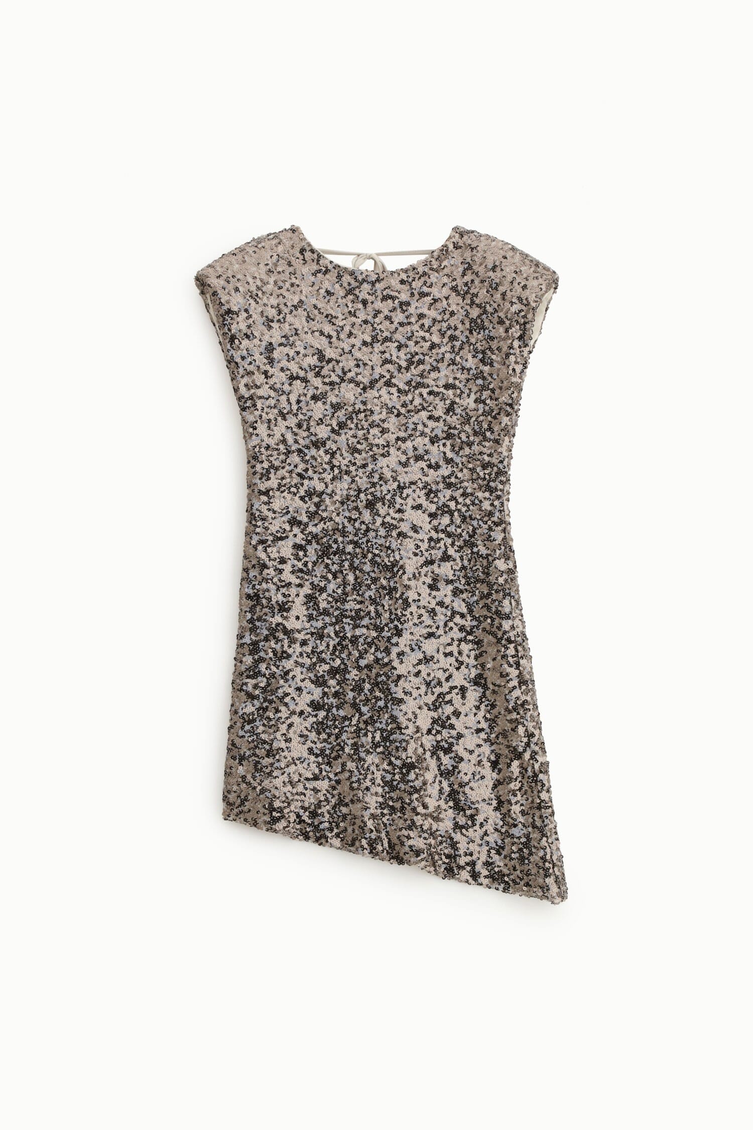 Dress Corto Asimmetrico Con Paillettes E Spalle Strutturate Dixie