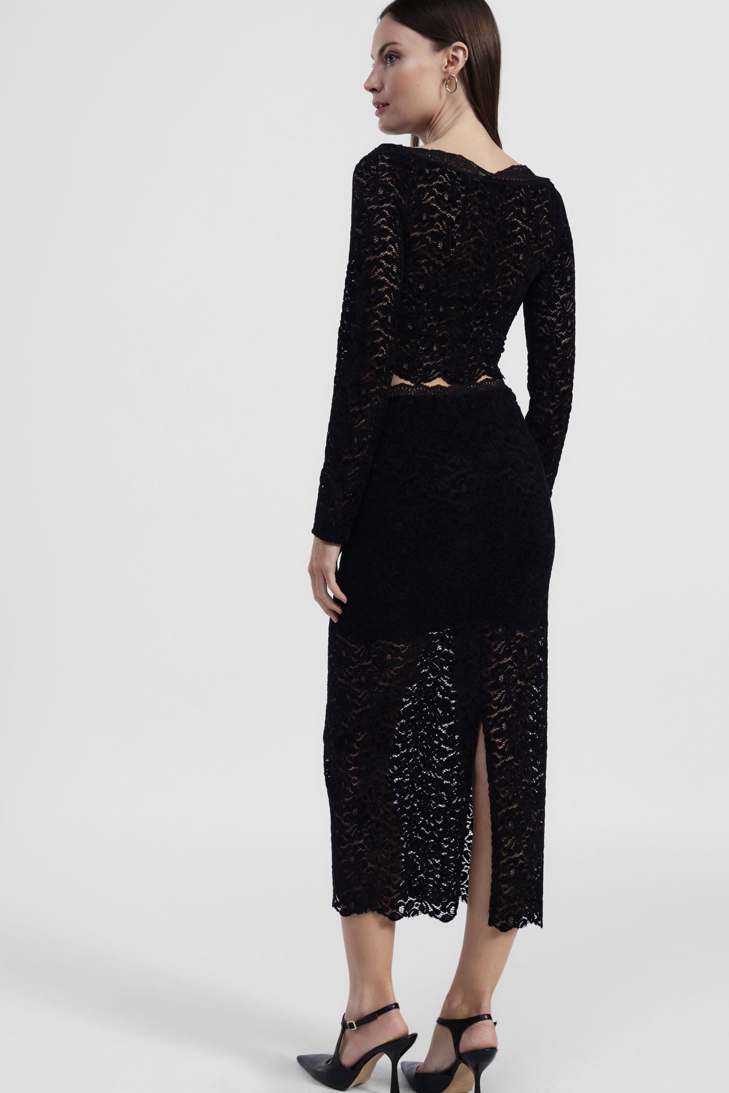 Dixie Lace Midi Skirt With Front Panel