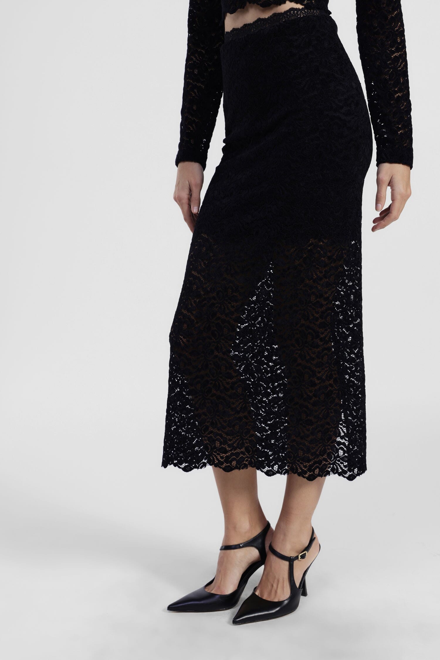 Dixie Lace Midi Skirt With Front Panel