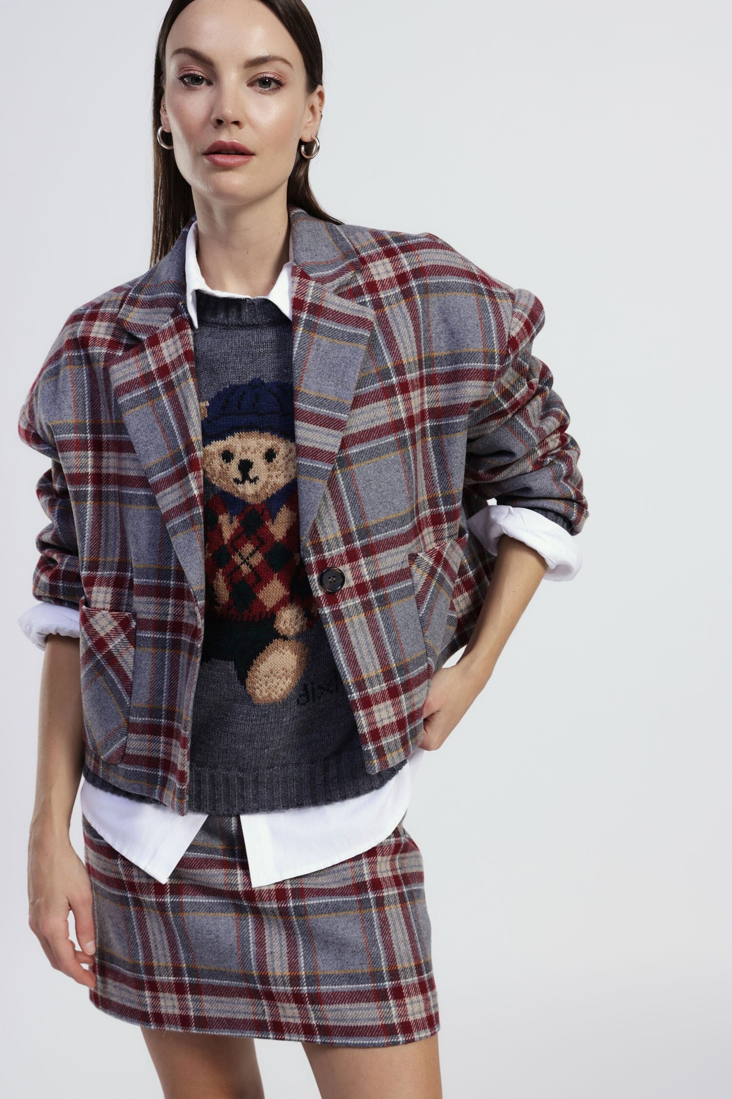 Blazer Corto A Quadri Con Tasche Applicate Dixie