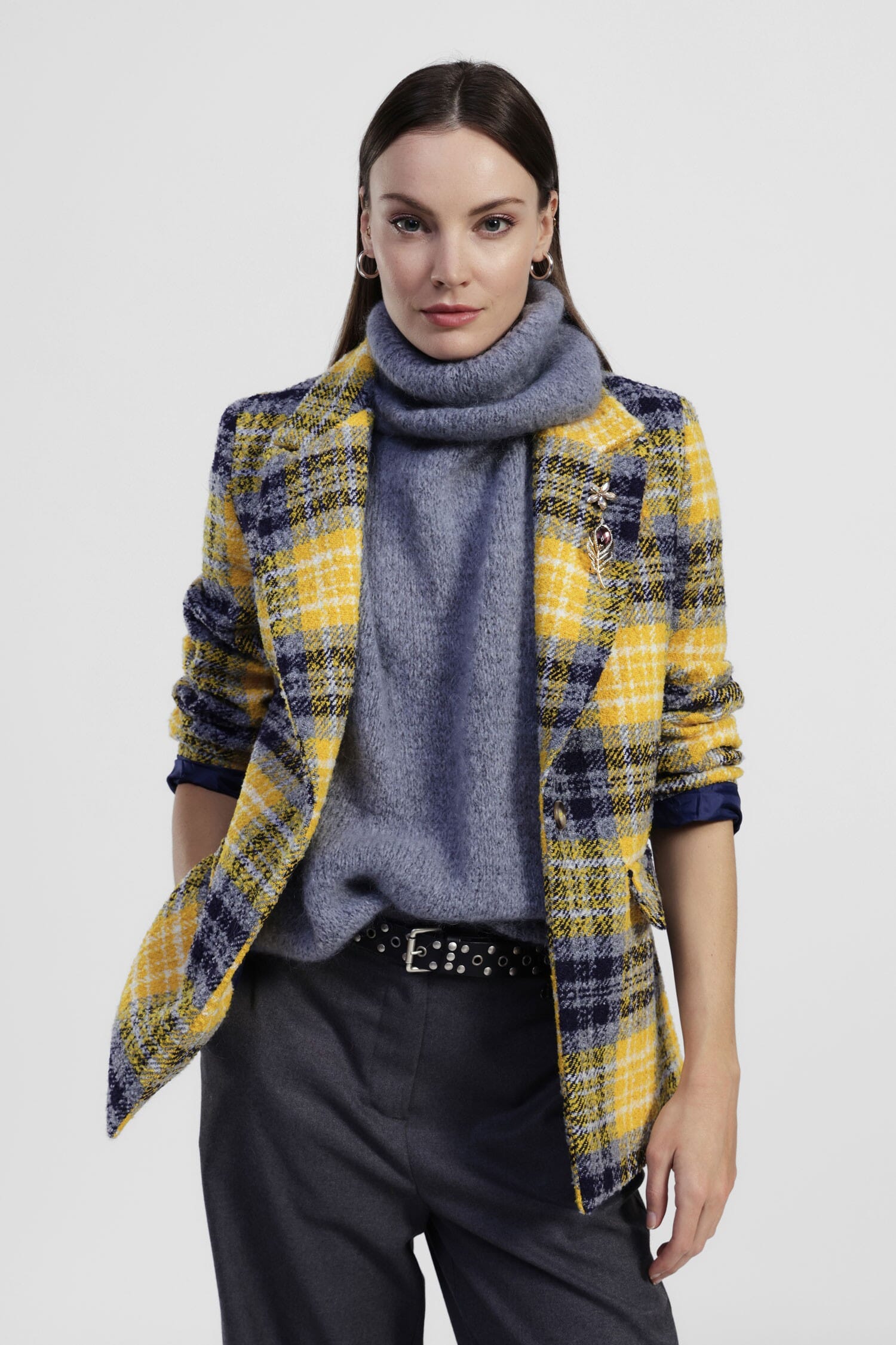 Blazer A Quadri Con Tasche Frontali E Spilla Dixie