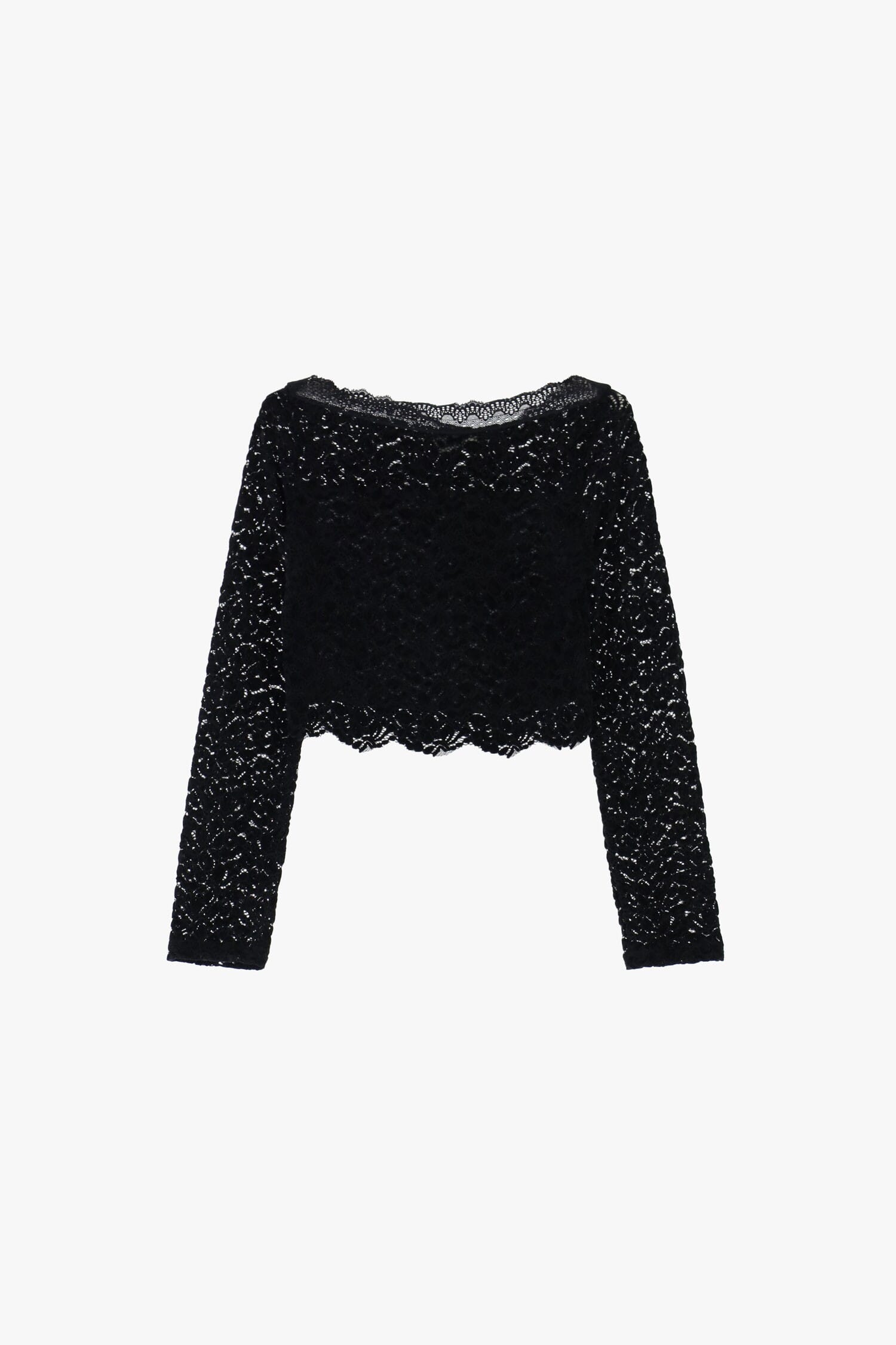 Top à manches longues en dentelle avec encolure large Dixie