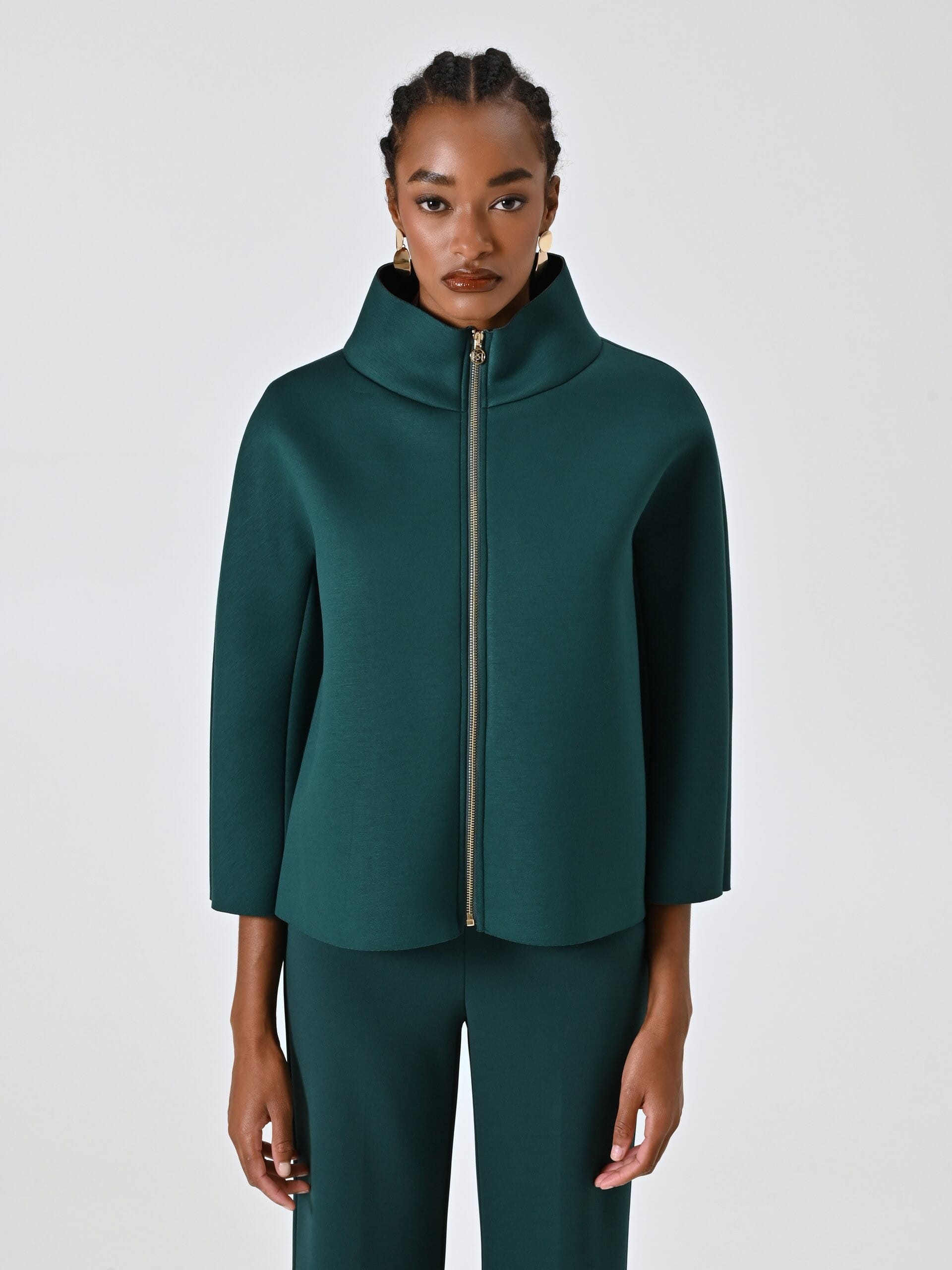 Cappotto Corto Over Effetto Mantella In Neoprene Rinascimento