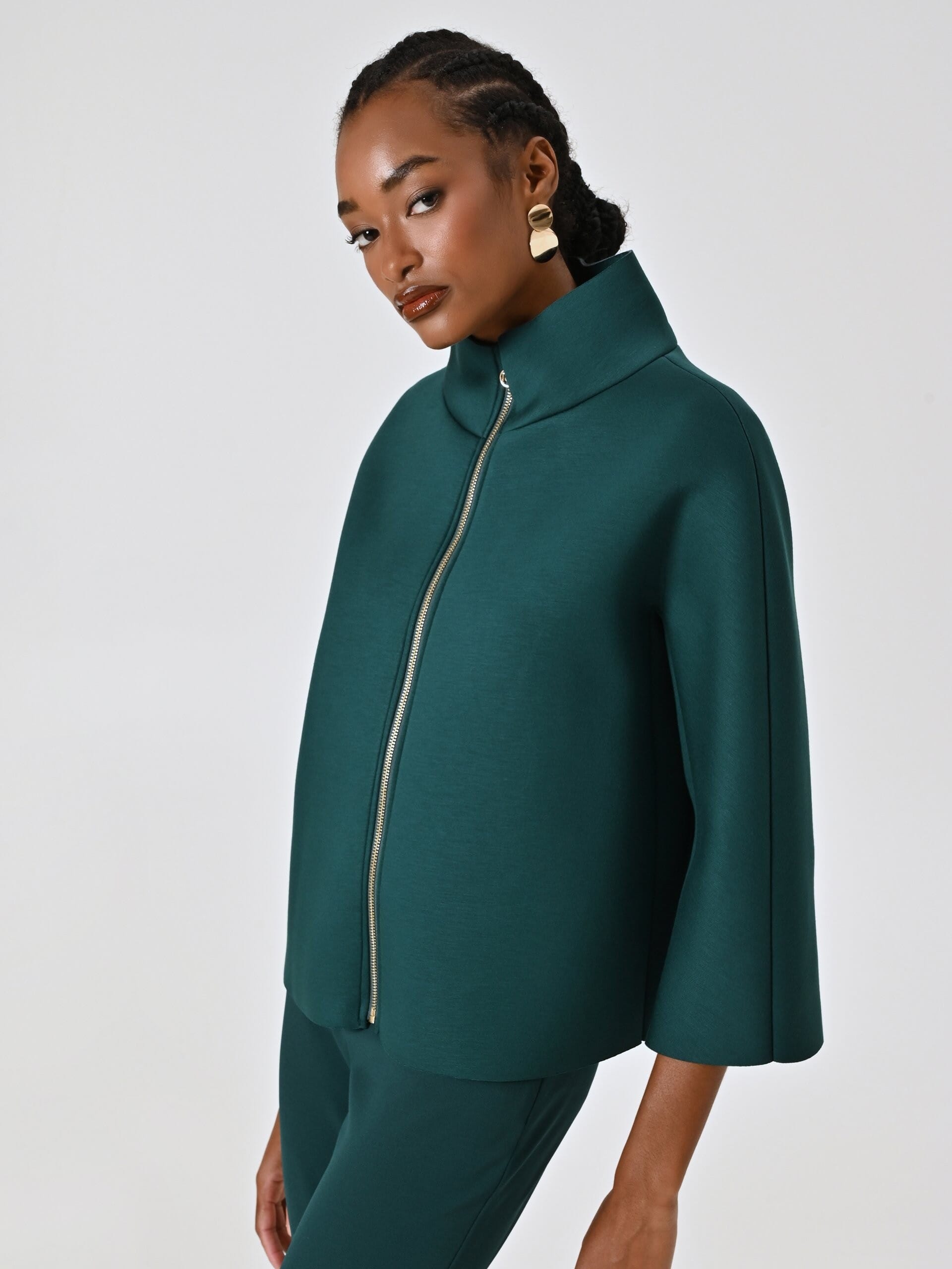 Cappotto Corto Over Effetto Mantella In Neoprene Rinascimento