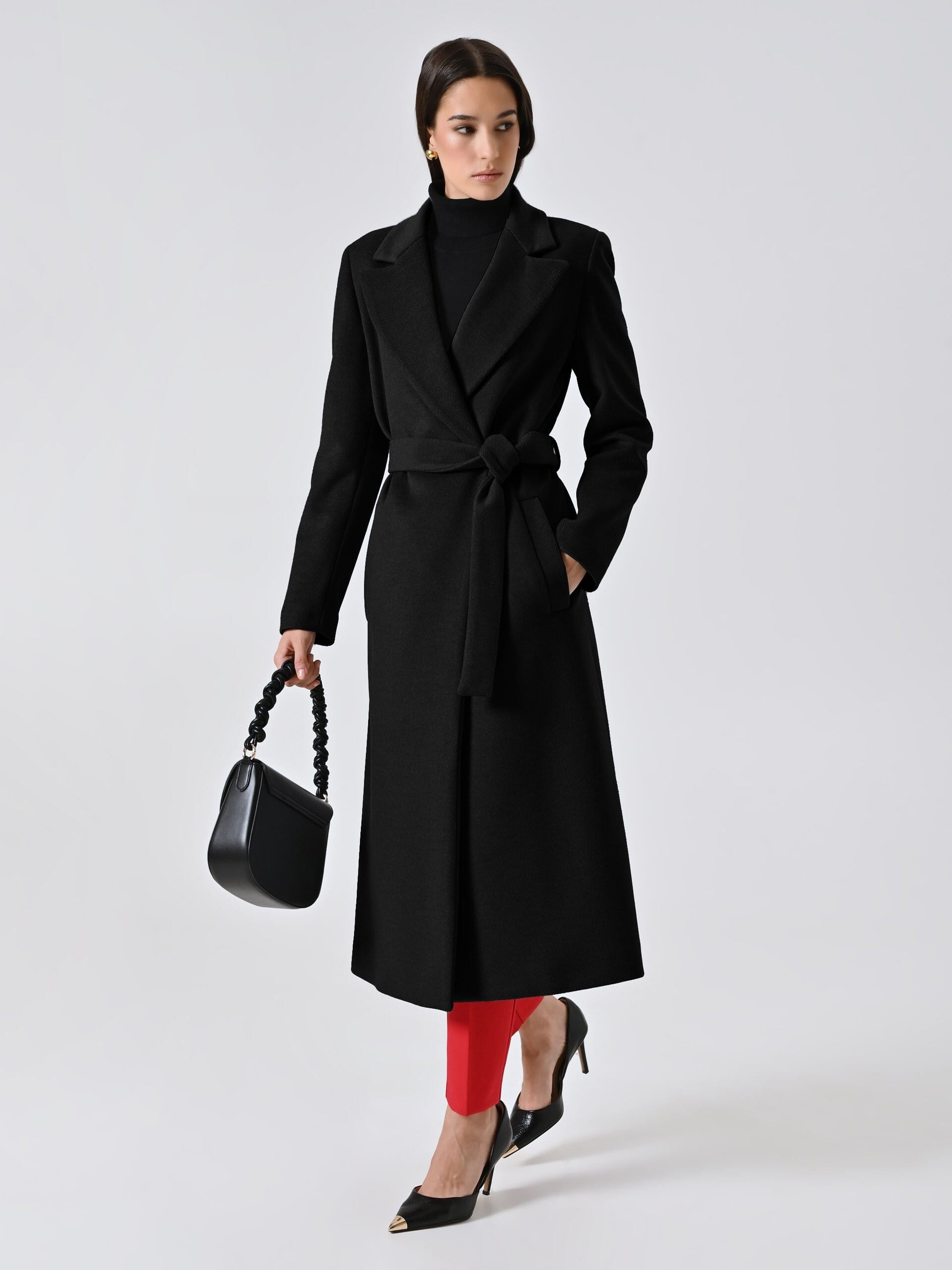 Manteau long en velours avec ceinture coordonnée Rinascimento